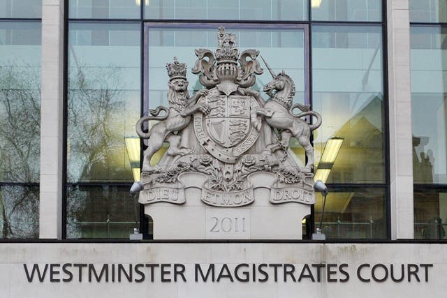 Two men denied assaulting police officers during an anti-immigration demonstration when they appeared at Westminster Magistrates’ Court on Wednesday (PA)