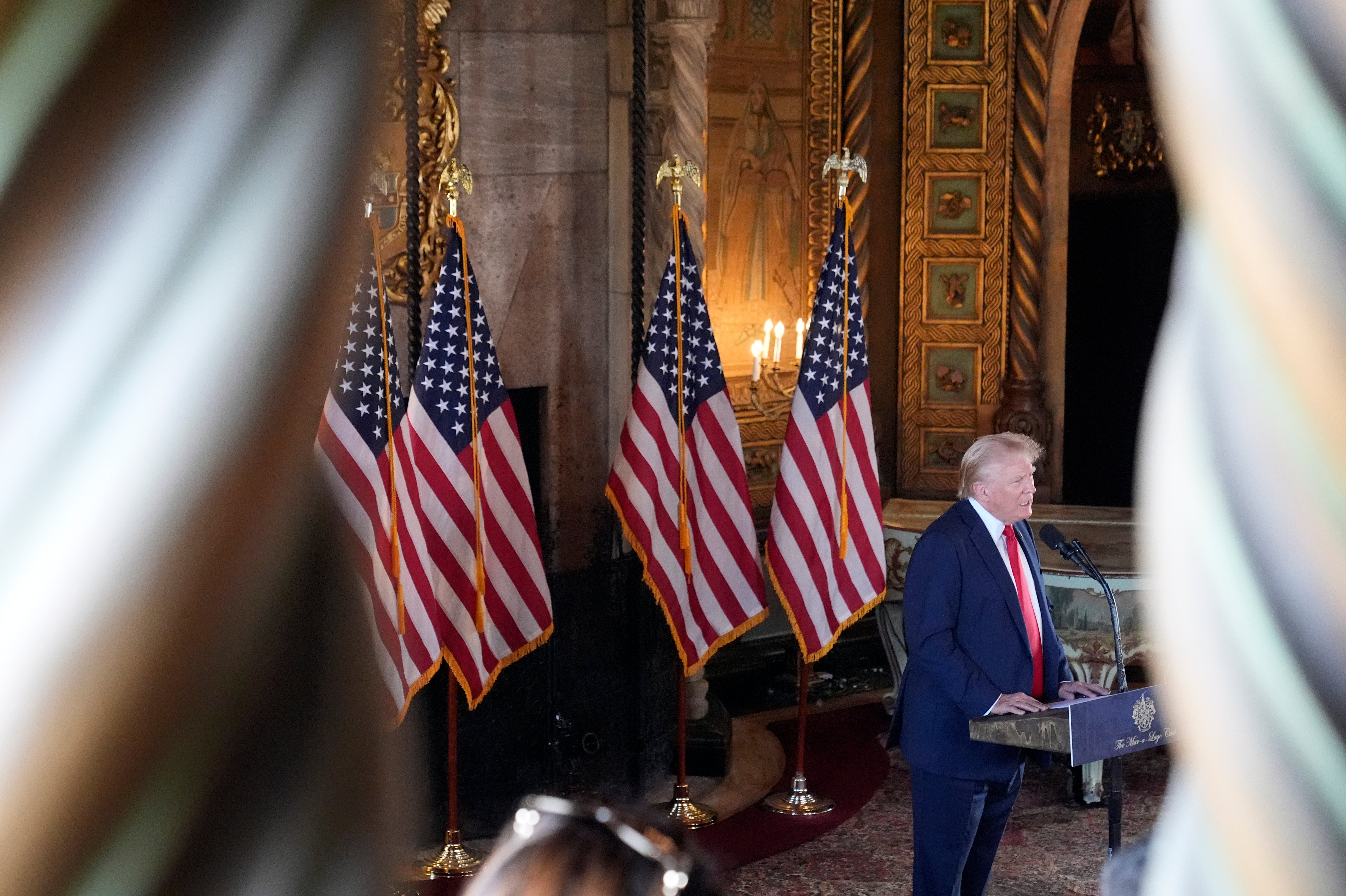 Donald Trump made the claims during a speech at Mar-a-Lago on August 8 (pictured)