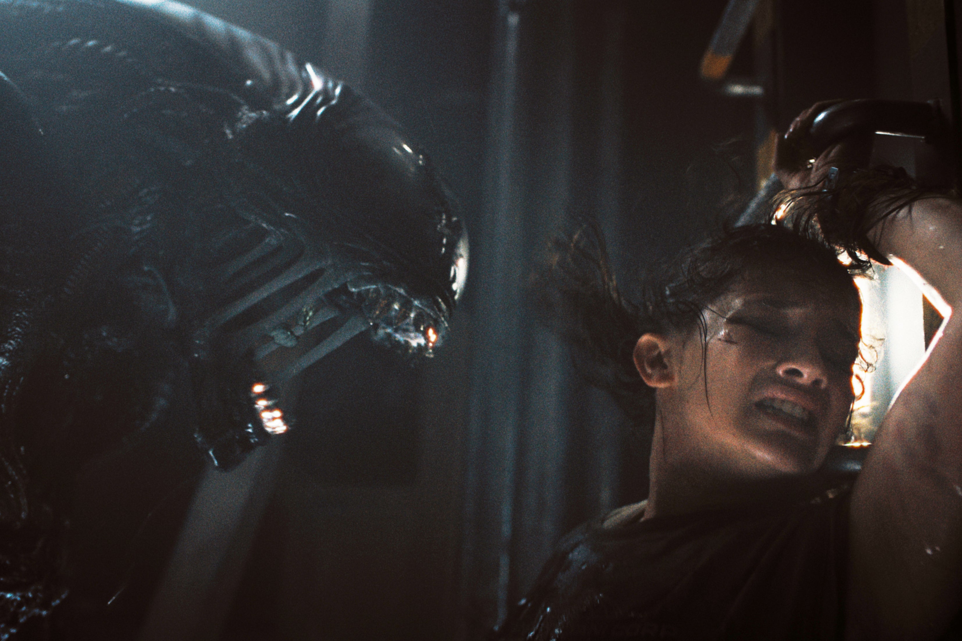 Breath mint?: Cailee Spaeny is menaced by a Xenomorph in ‘Alien: Romulus’