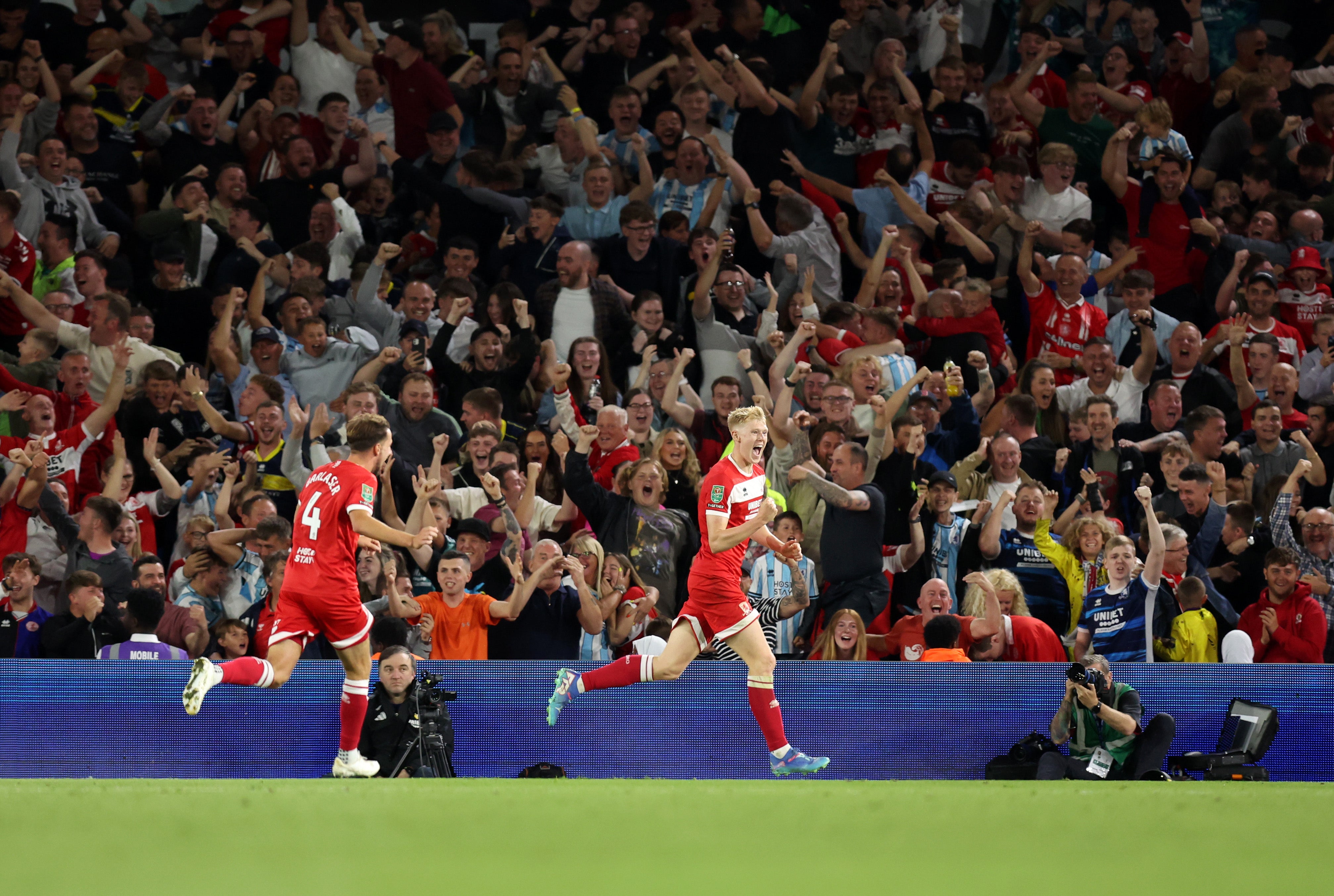 Josh Coburn of Middlesbrough celebrates scoring