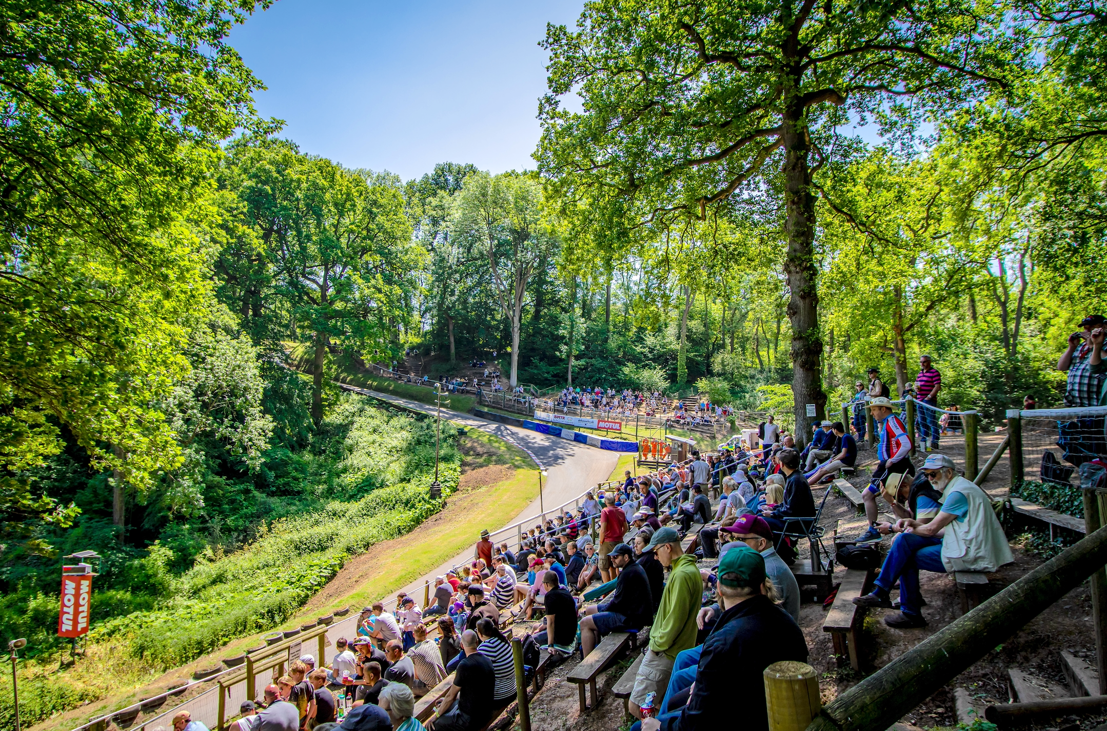 A view of the Bottom ‘S’ section of Shelsley Walsh’s 1,000-yard hill climb in rural Worcestershire