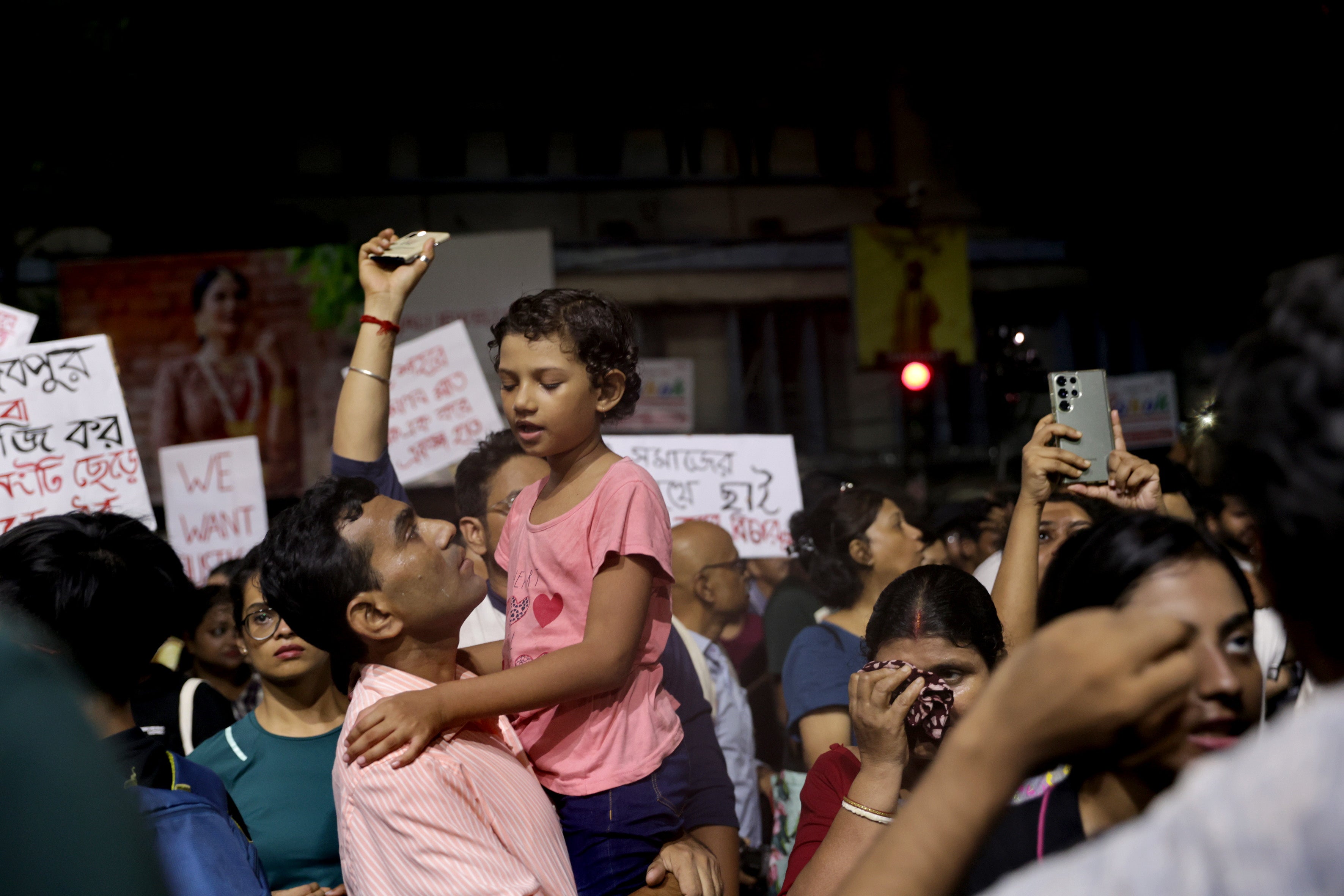 Families with children took part in the demonstrations