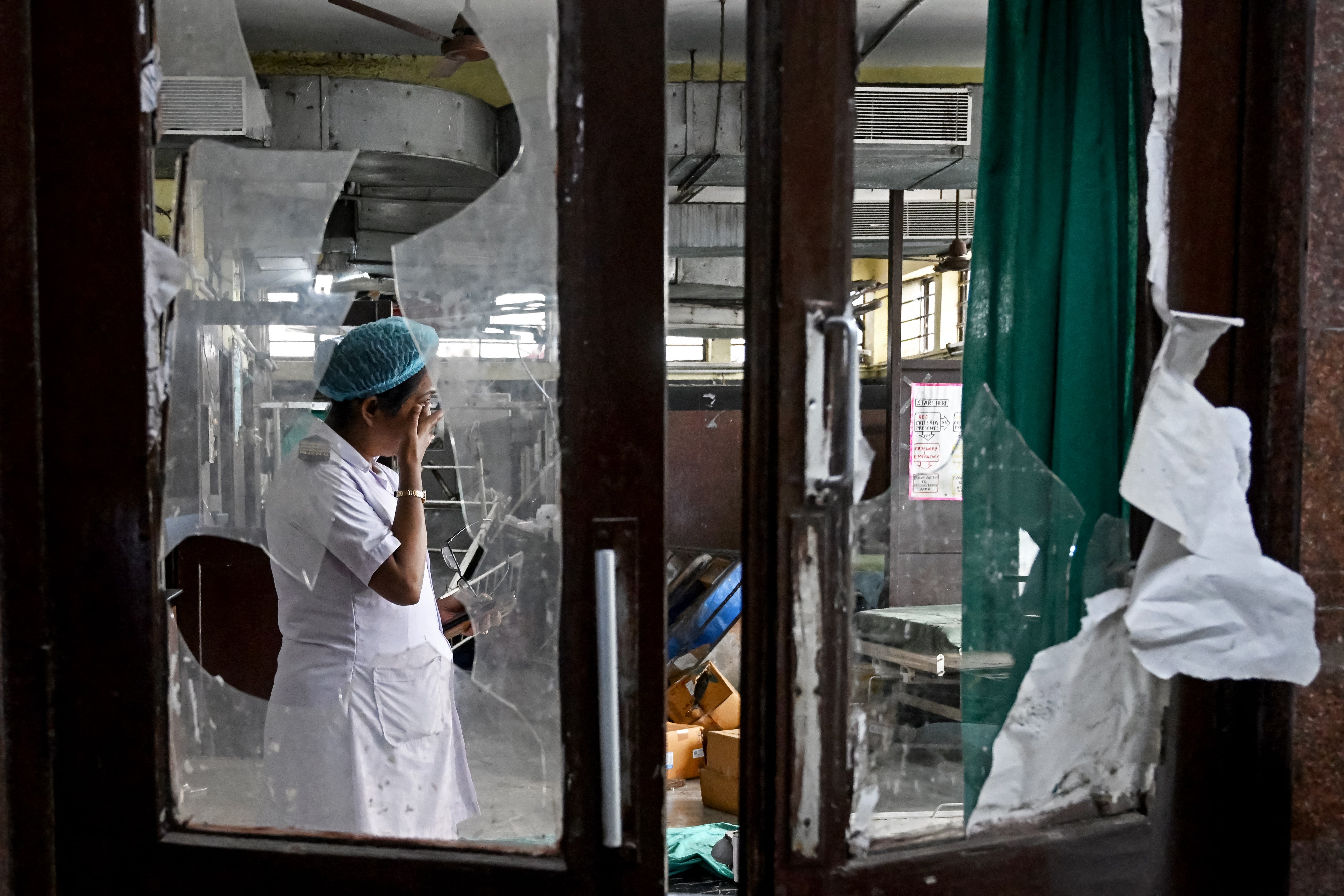 Damage caused to the emergency ward at RG Kar Medical College and Hospital