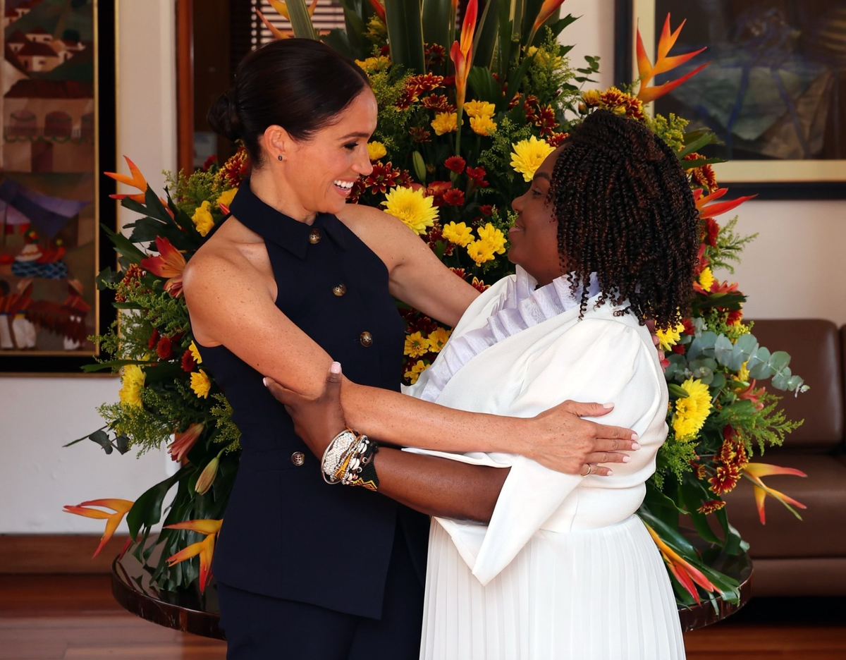 Meghan pictured alongside vice president she begins Colombia tour