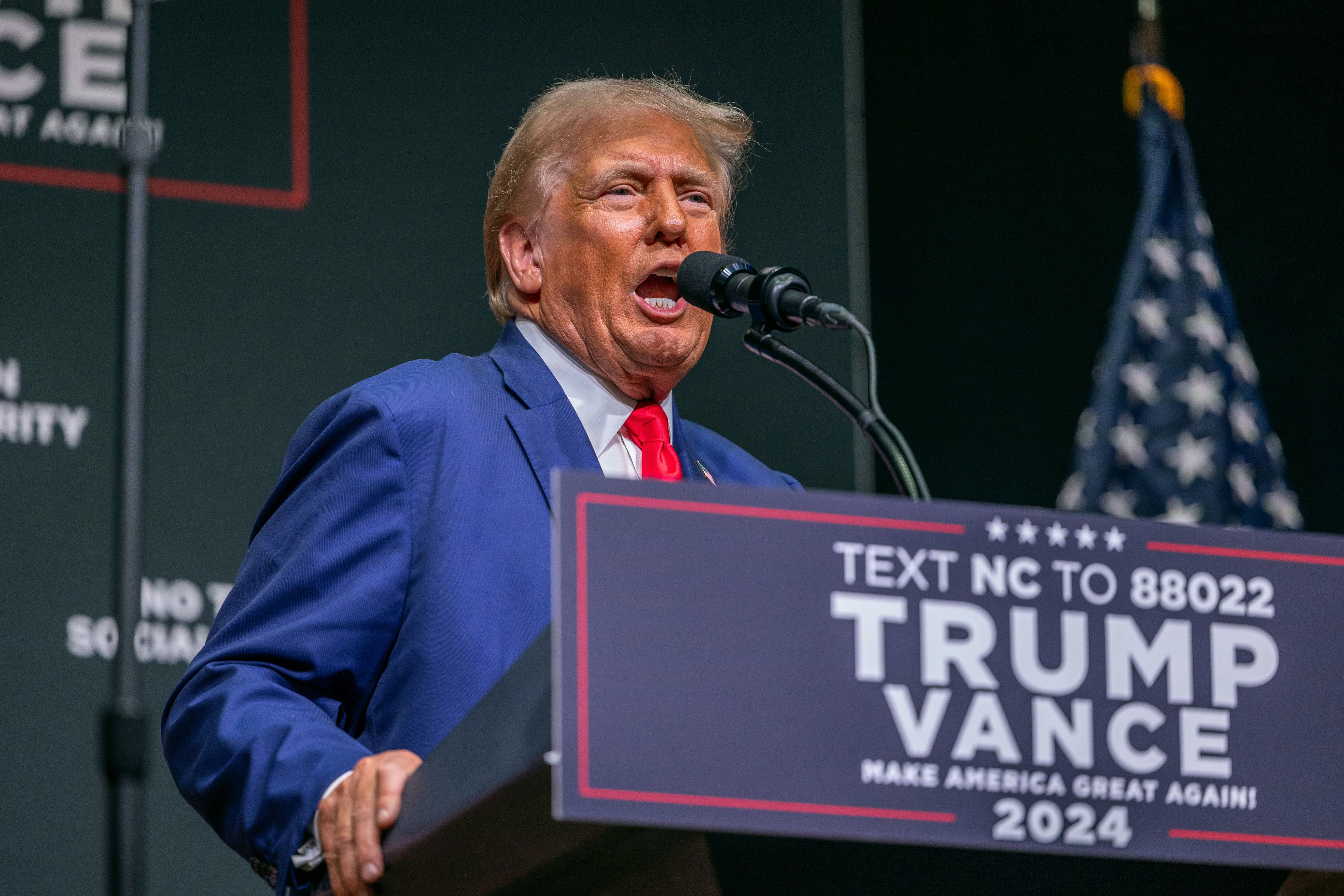 Trump speaks on the economy in Asheville, North Carolina on August 14