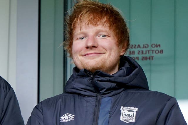 Ed Sheeran will have long-term use of an executive box at Portman Road (Joe Giddens/PA)