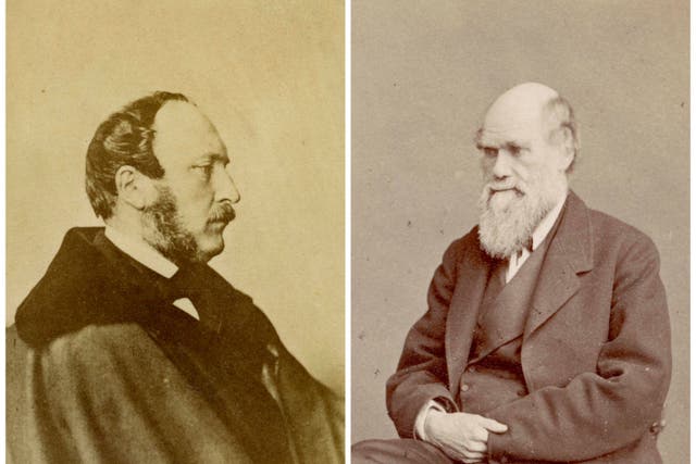 Photographic calling cards of Prince Albert, left, and Charles Darwin, right (RHS Lindley Collections/PA)