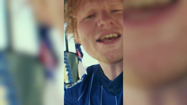 <p>Ed Sheeran celebrates buying share of Ipswich Town with crazy tractor ride.</p>