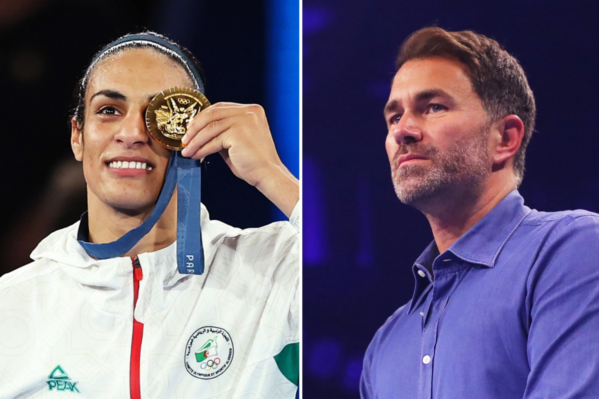 Olympic gold medalist Imane Khelif (left) and boxing promoter Eddie Hearn