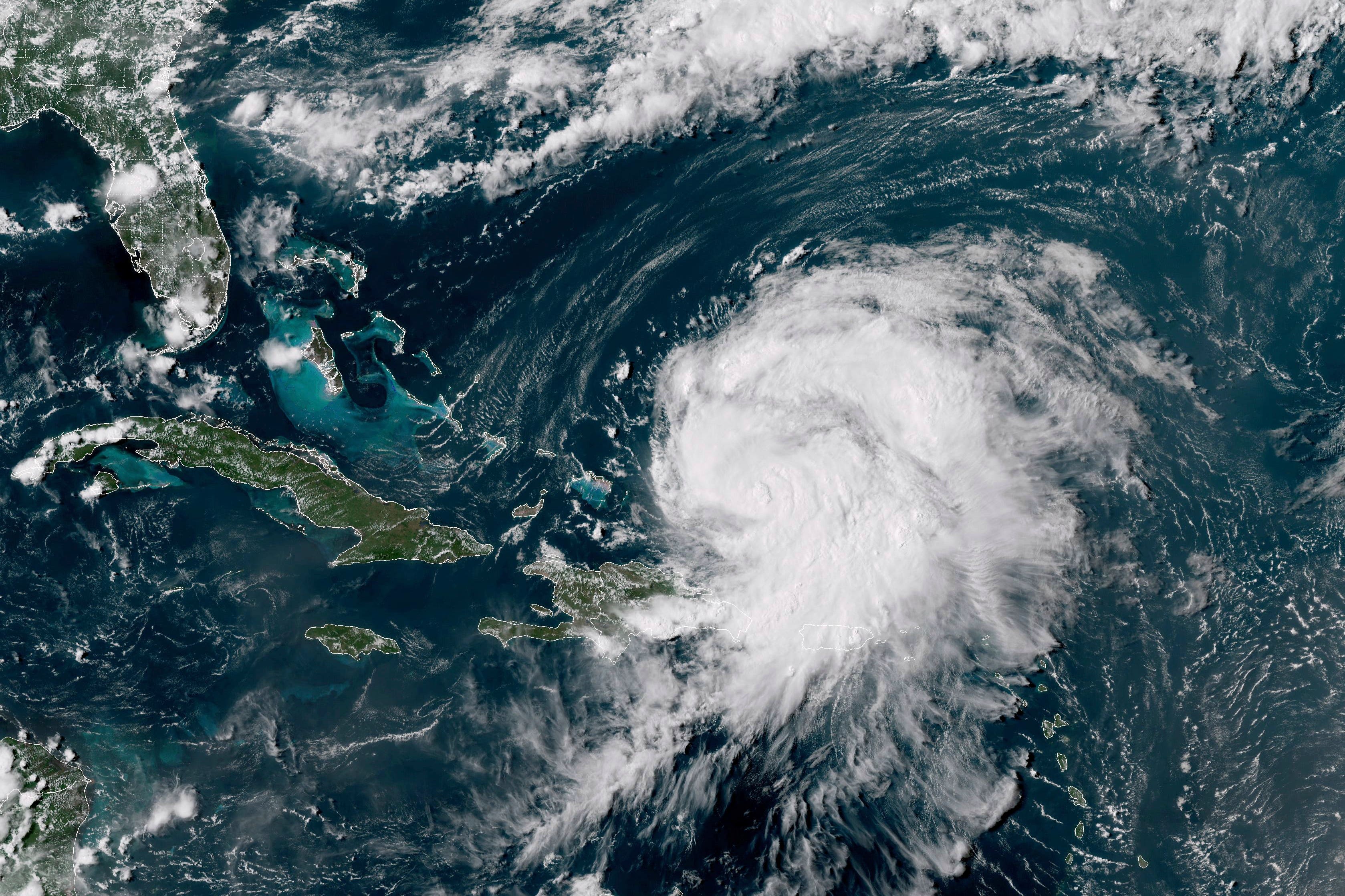 Satellite image of Hurricane Ernesto which is currently over Bermuda