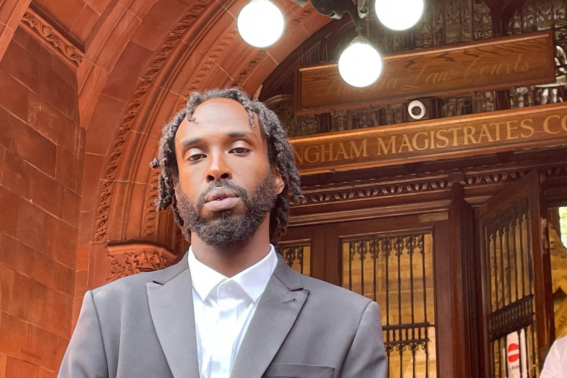 Omar Abdirizak, 30, outside Birmingham Magistrates’ Court where he pleaded not guilty to sending a grossly offensive or menacing message via the public communications network (Matthew Cooper/PA)