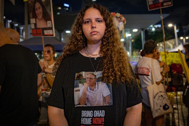 <p>Yulie Ben Ami, whose parents Ohad, 55  and mother Raz, 57 were kidnapped by Hamas</p>