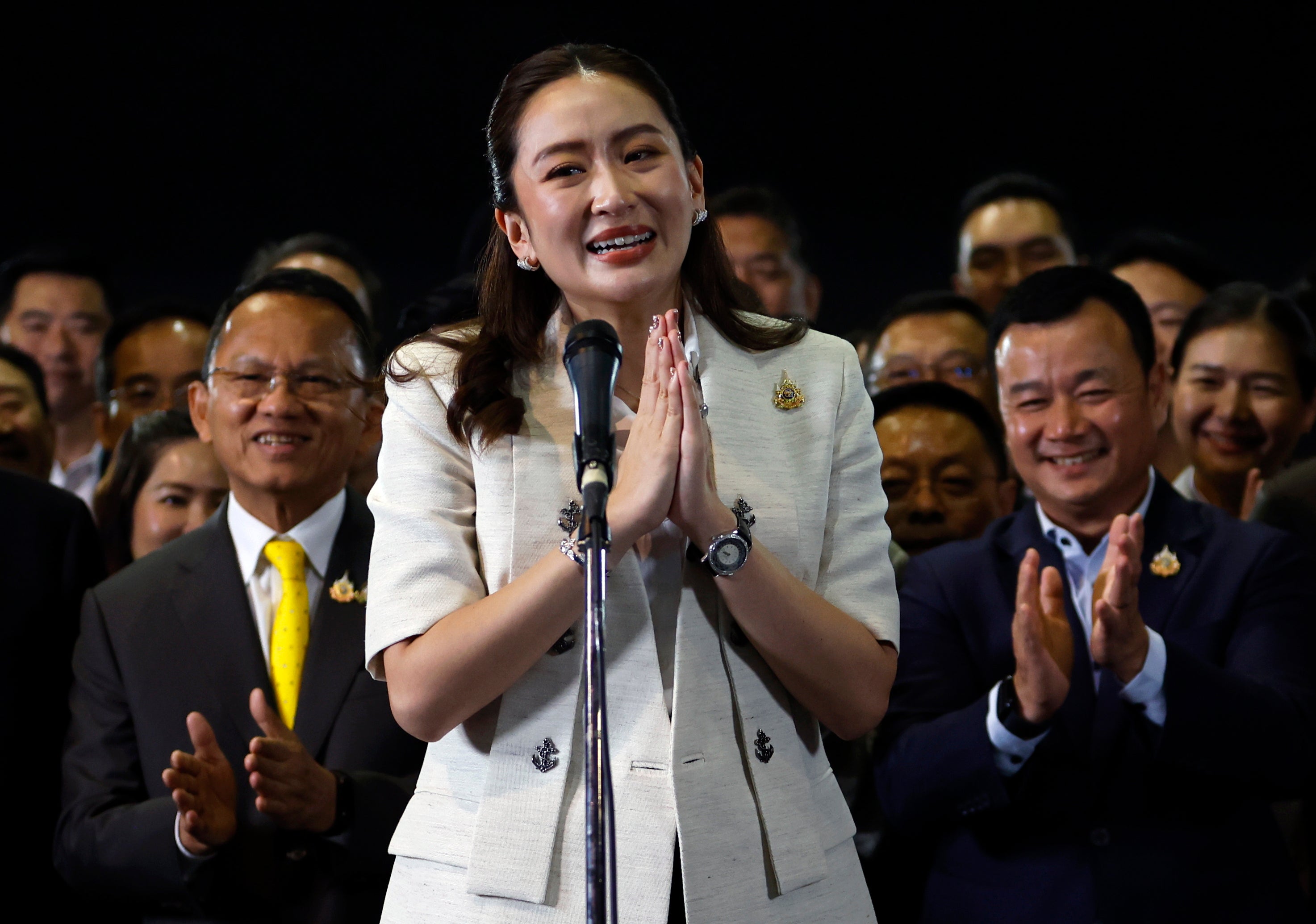 Paetongtarn Shinawatra – known by her nickname ‘Ung Ing’ – speaks after being appointed PM of Thailand