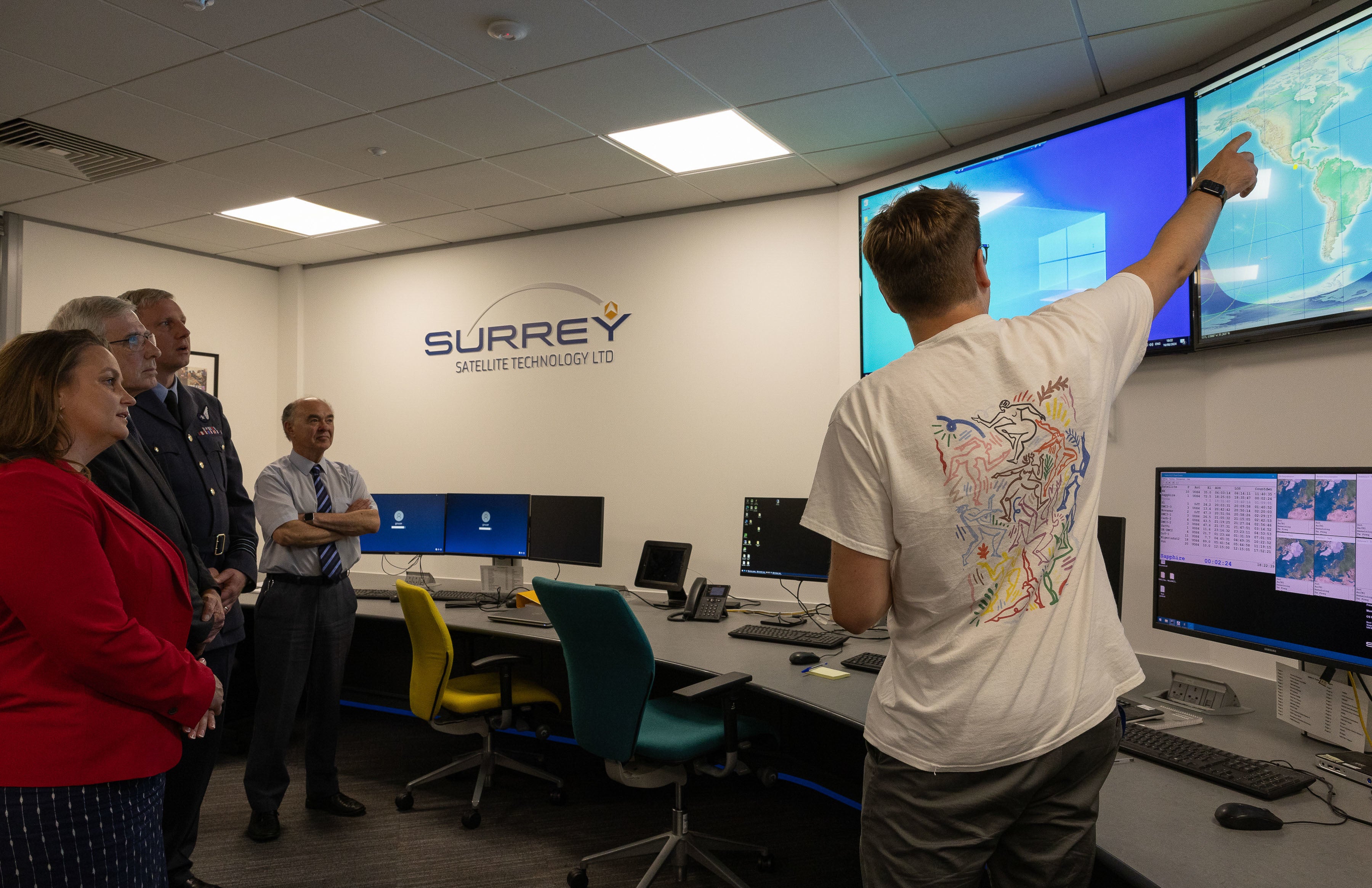 Personnel from UK Space Command and Defence Equipment and Support being briefed about the processes of the UK Space Command satellite launch (AS1 Palmer/MOD/Crown Copyright2024/PA)