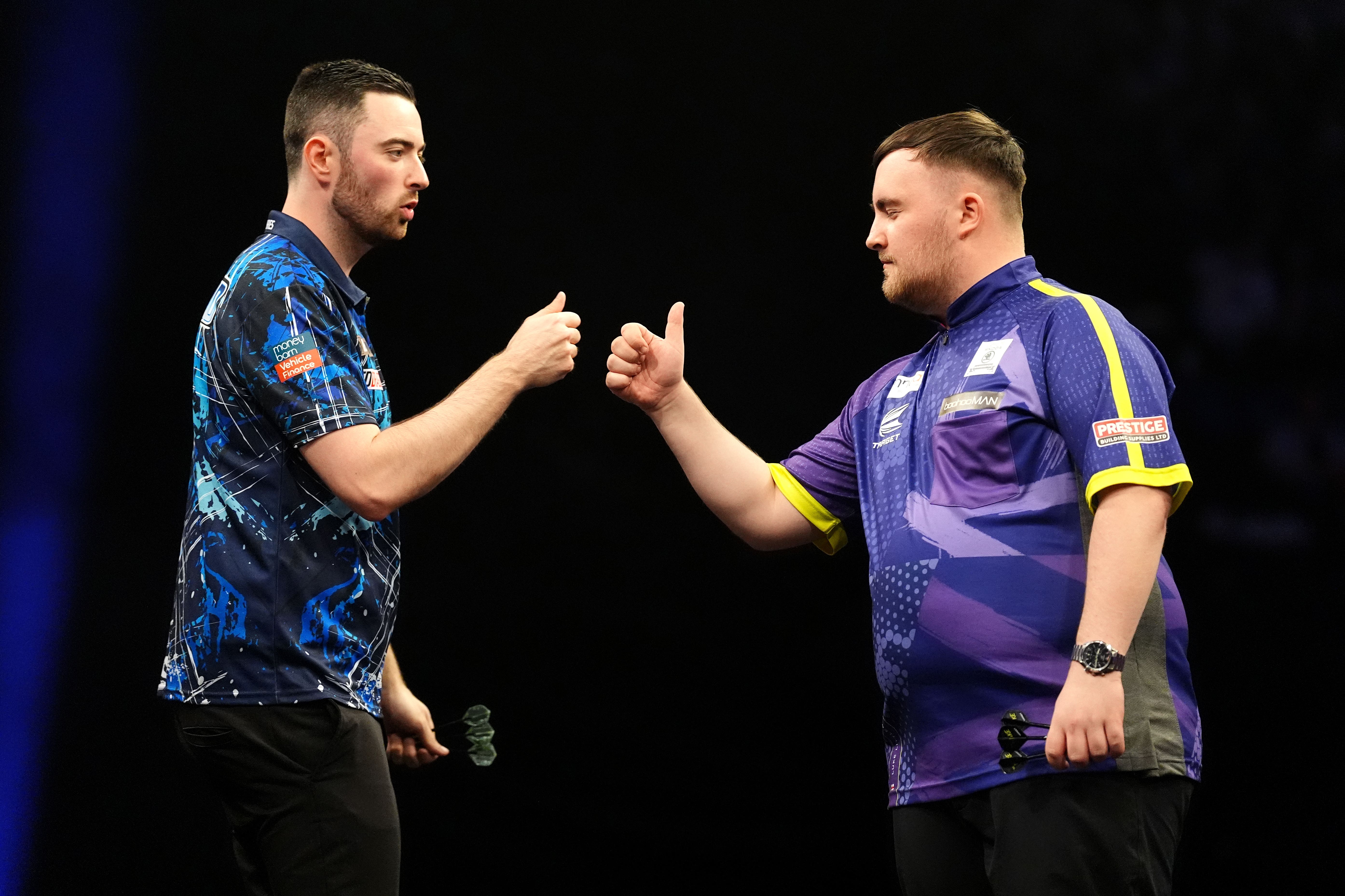 Luke Humphries (left) and Luke Littler faced each other in the New Zealand masters semi-final (Zac Goodwin/PA)