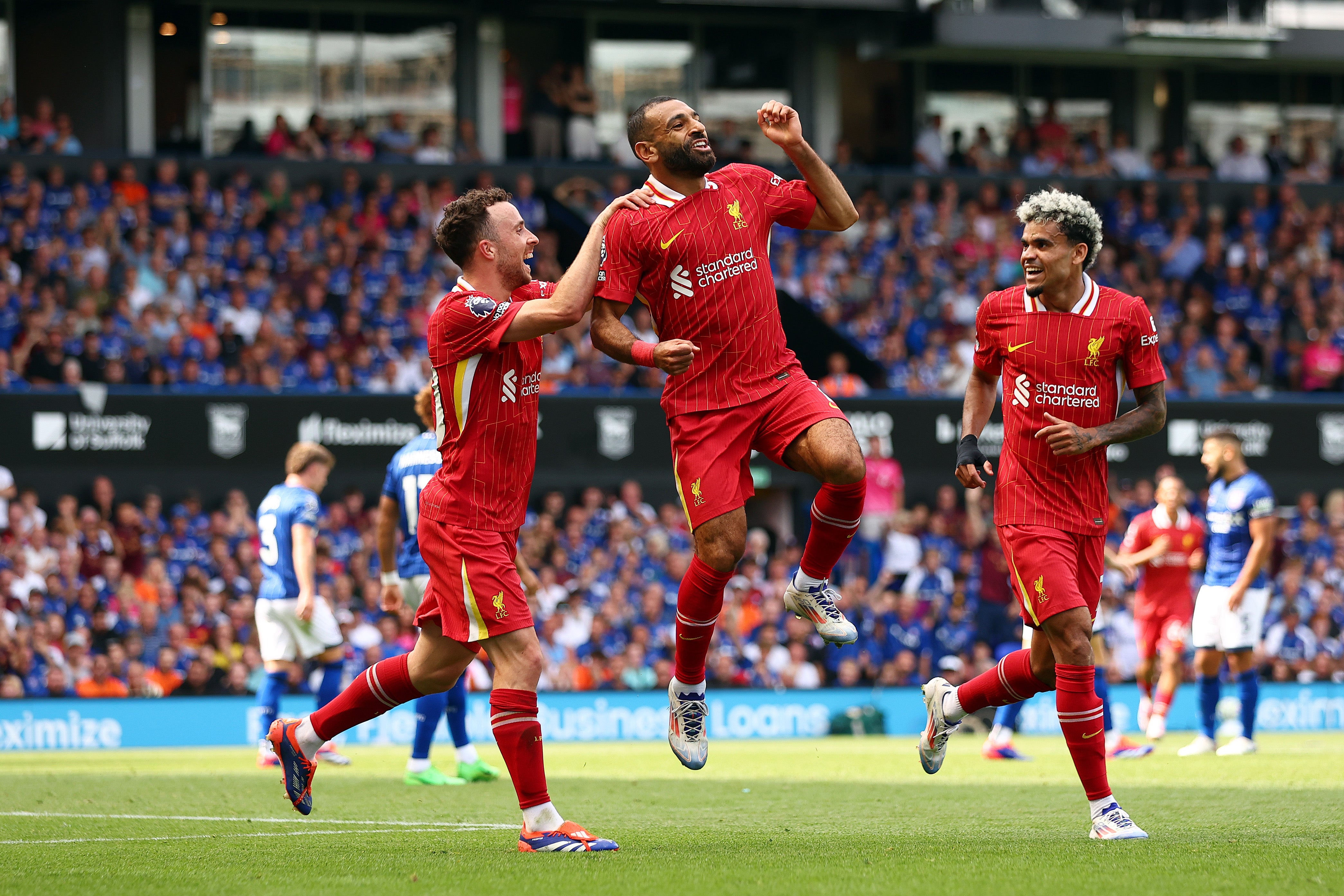 Salah celebrates scoring Liverpool’s second