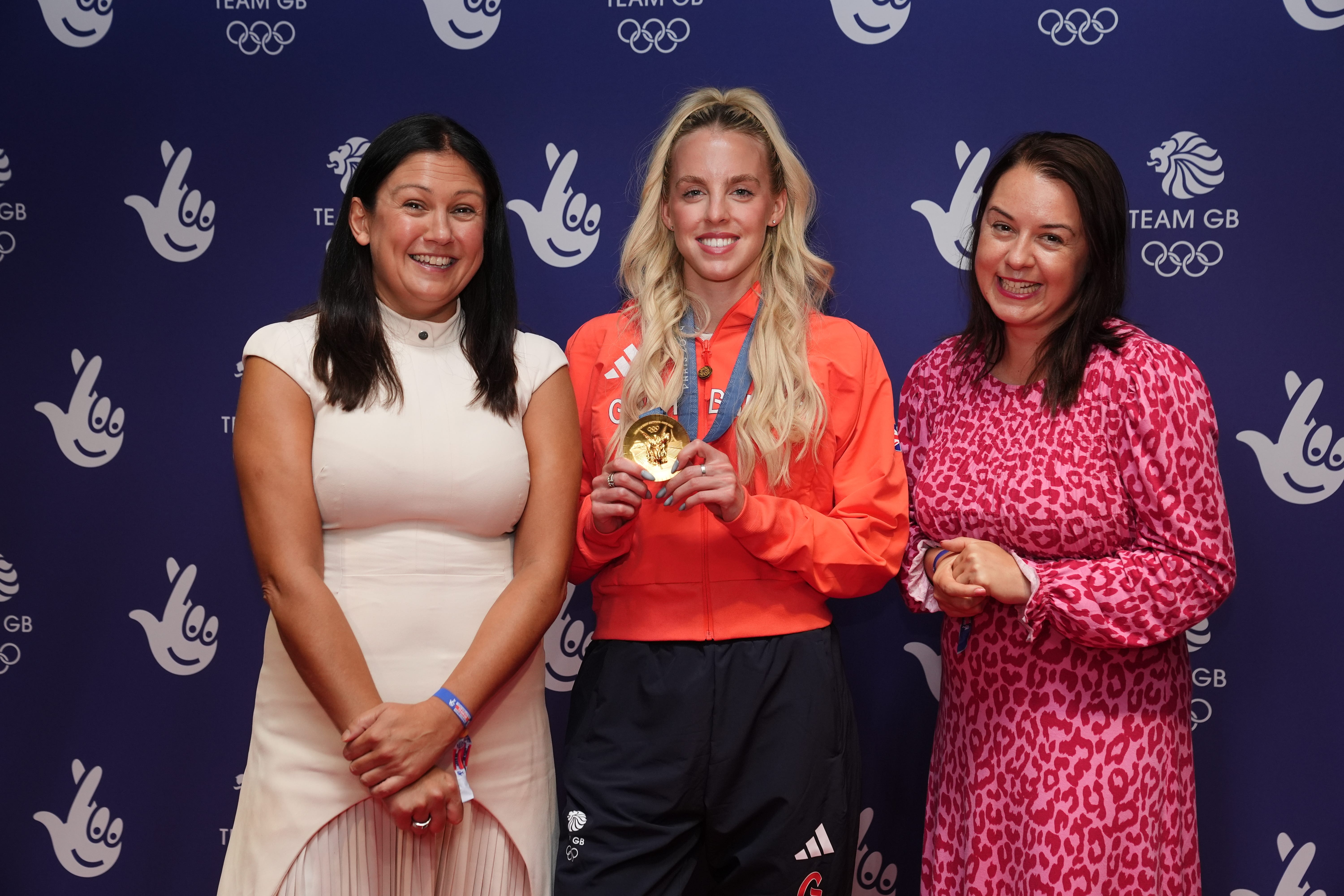 Lisa Nandy with Keely Hodgkinson and Stephanie Peacock (Martin Rickett / PA).