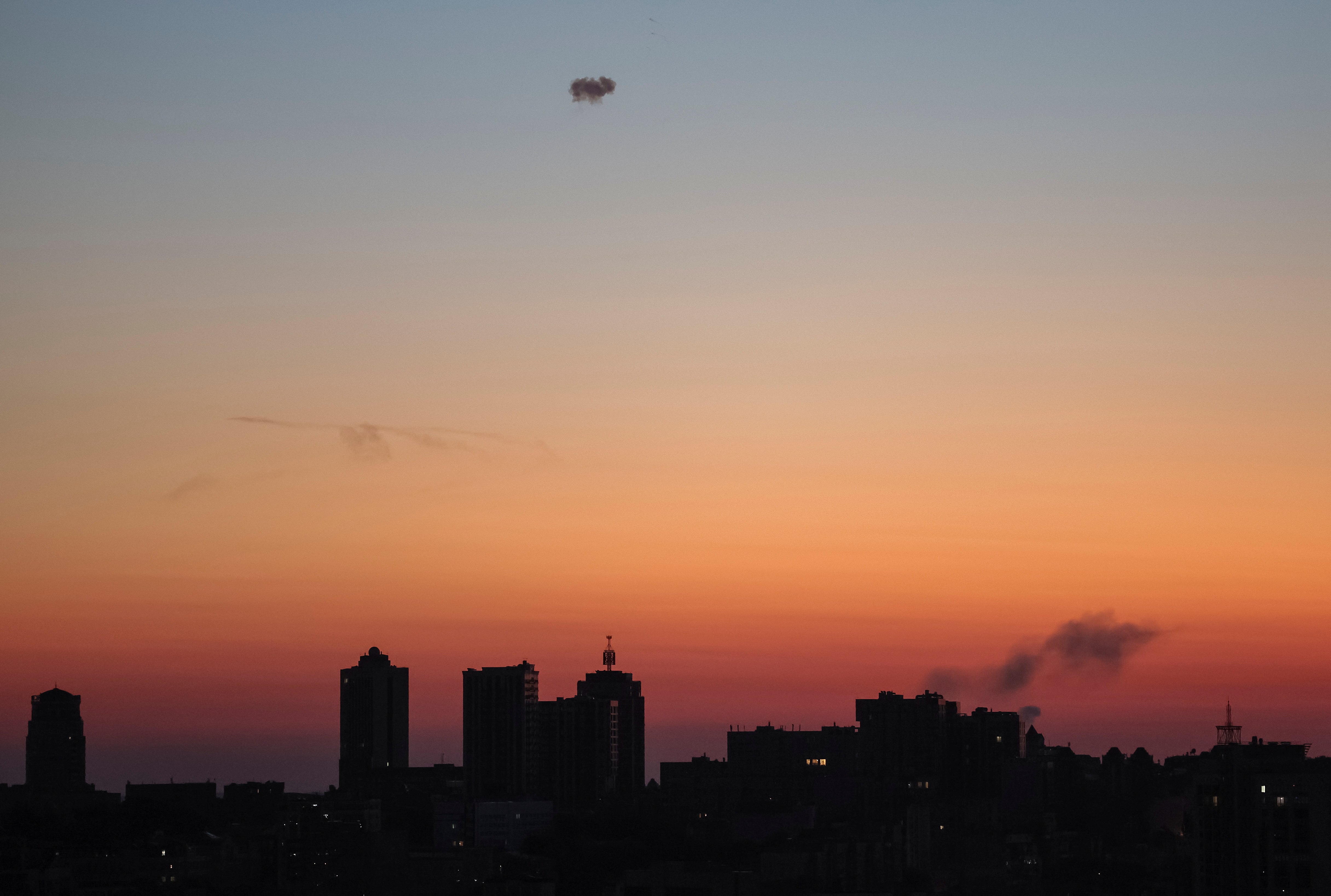 Smoke rises over Kyiv after Russia launched a fresh missile attack overnight