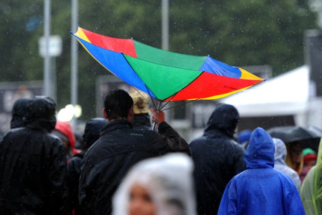 Gusts of up to 65mph winds and heavy downpours are forecast to hit parts of the UK next week (PA)