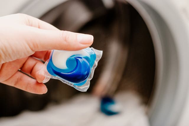 <p>An example of a brightly-coloured  laundry pod, with a coroner describing the style as an ‘industry-wide phenomenon’ following the death of a woman </p>