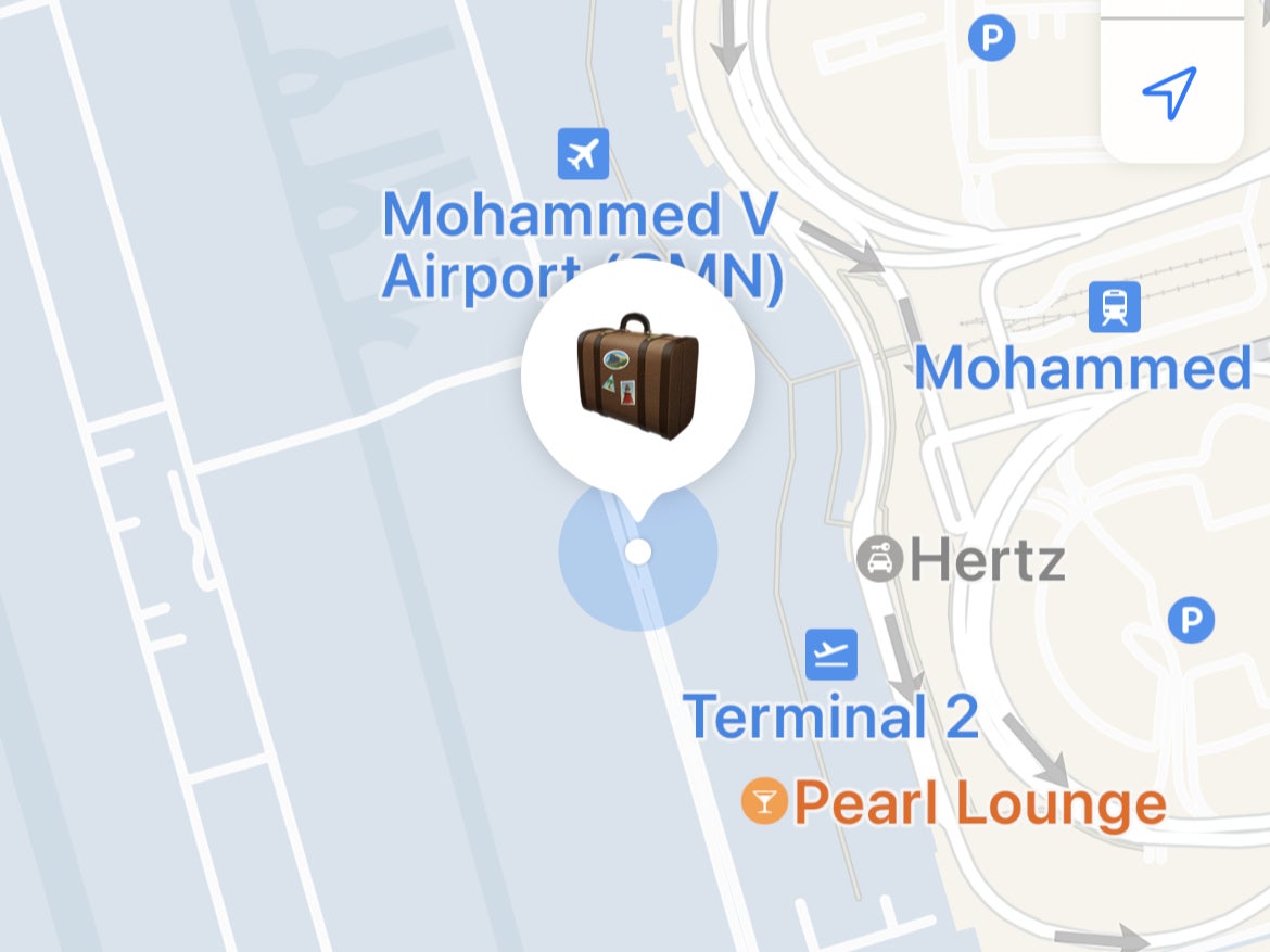  Current location of Karen Gee’s case at Casablanca airport, according to AirTag