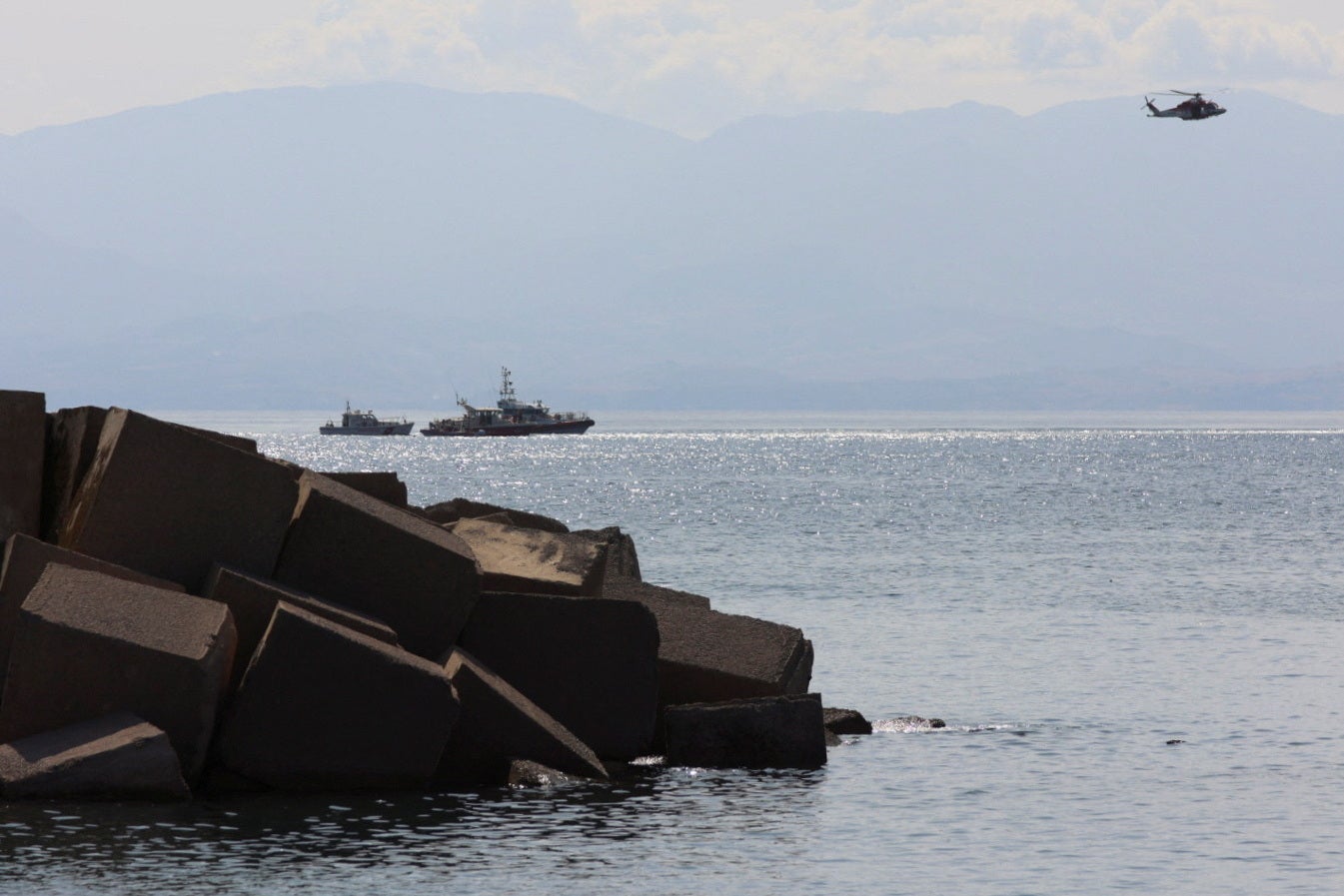 Rescue workers at the scene on Monday morning