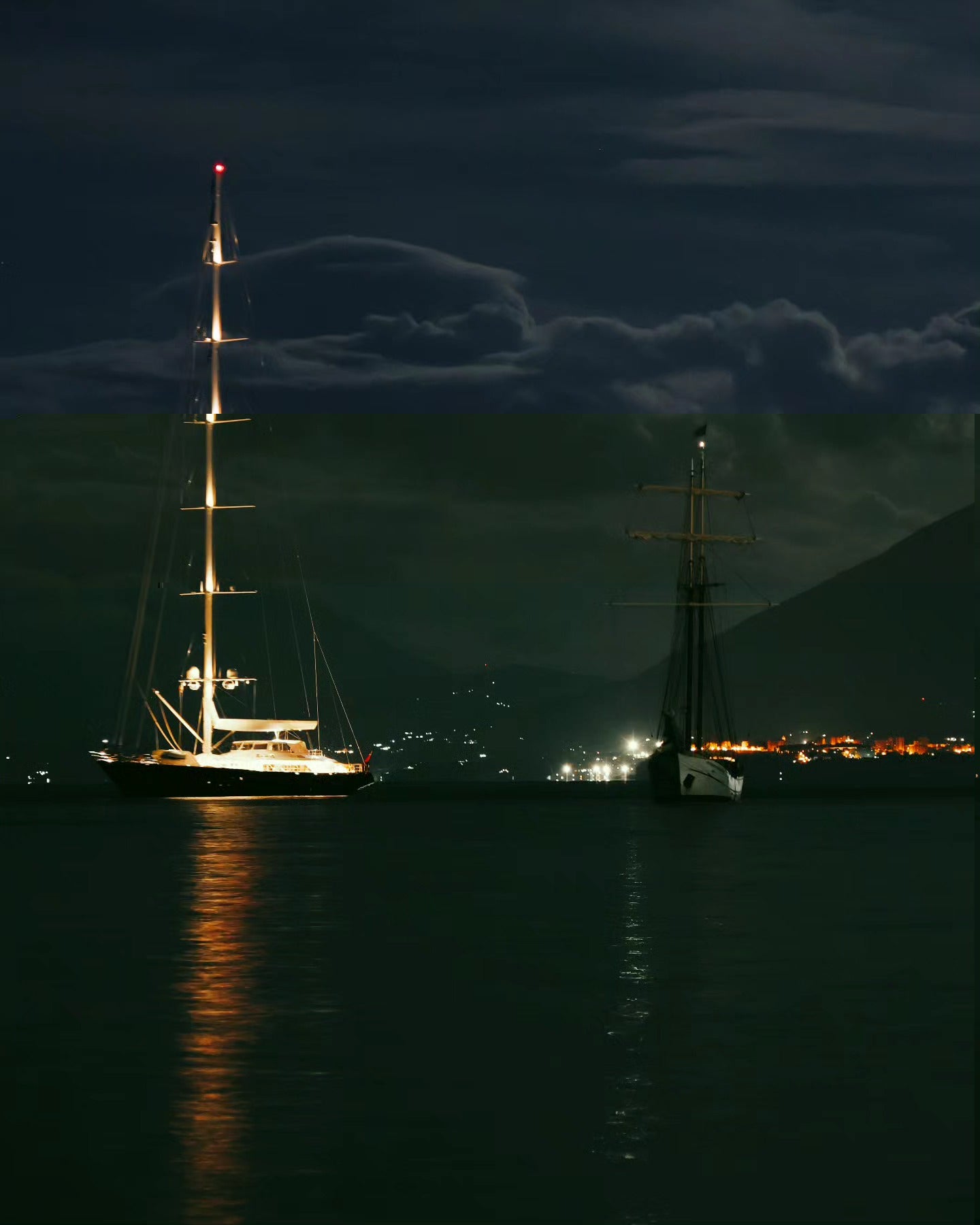 The yacht ‘Bayesian’ (left), which has capsized and sunk off the coast of Sicily in bad weather