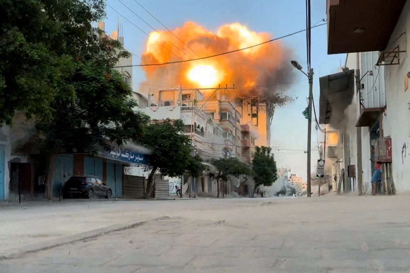 An Israeli strike in central Gaza on Sunday