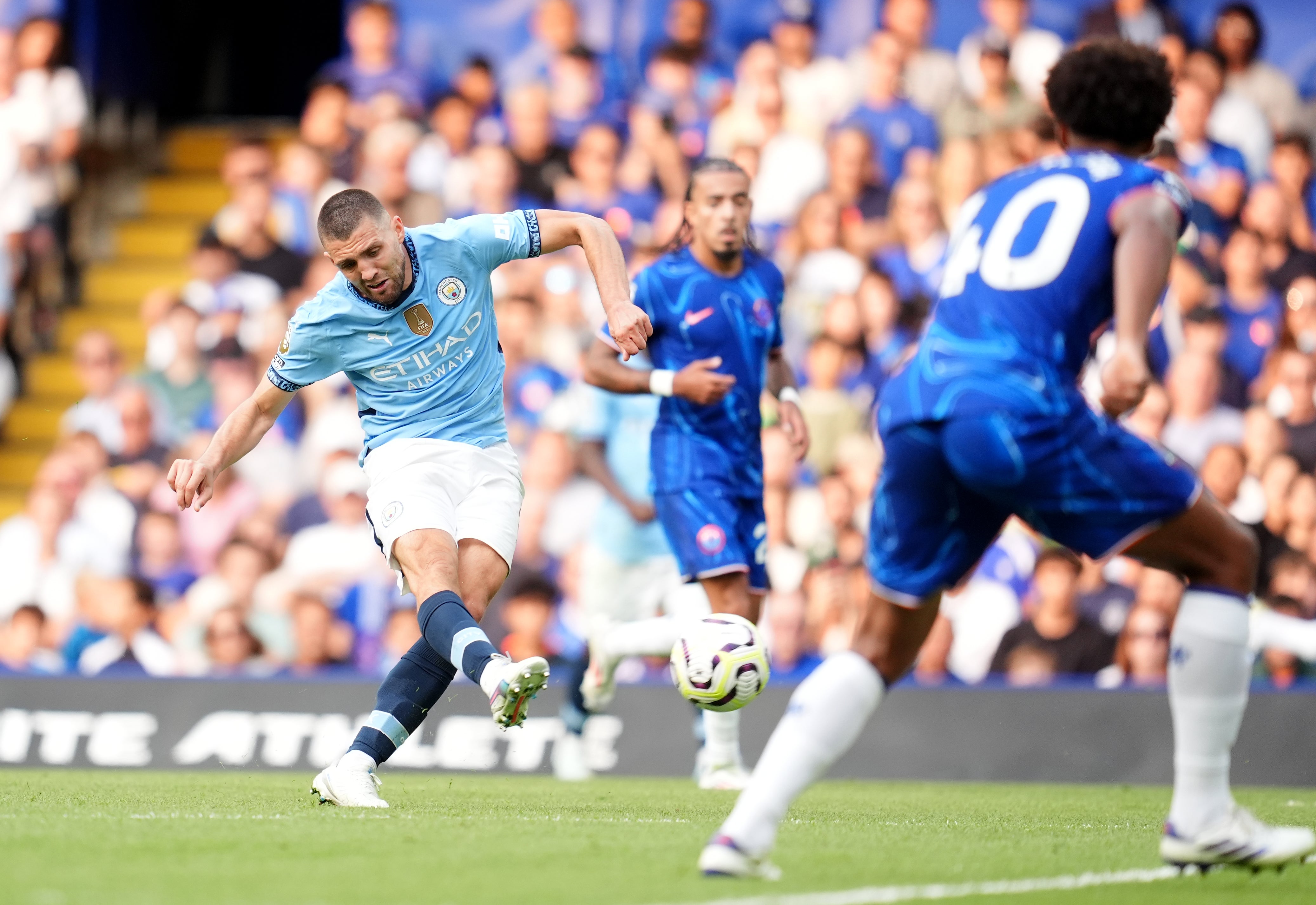 Former Chelsea midfielder Mateo Kovacic scores for Manchester City (Adam Davy/PA)