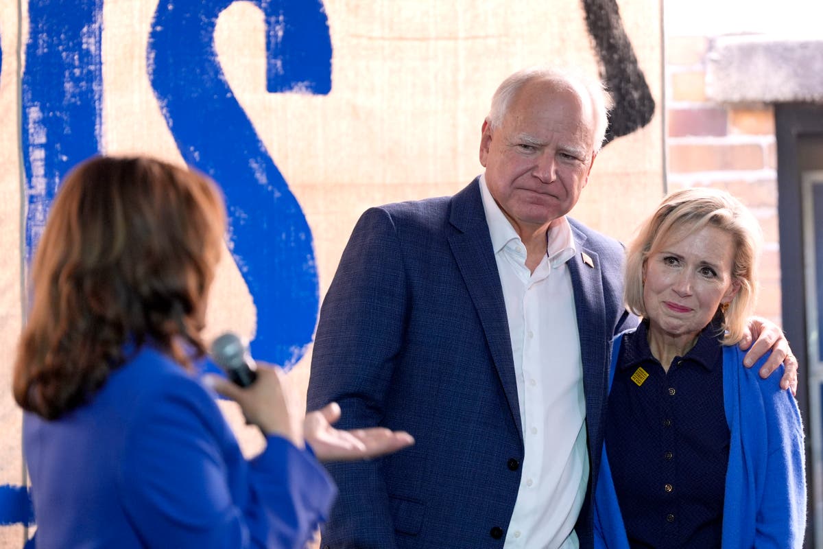 Tim Walz’s wife shares story of how they met as they join Harris on pre-DNC bus tour