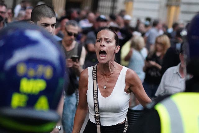 Kelly Wildego during a demonstration in Whitehall, London (Jordan Pettitt/PA)