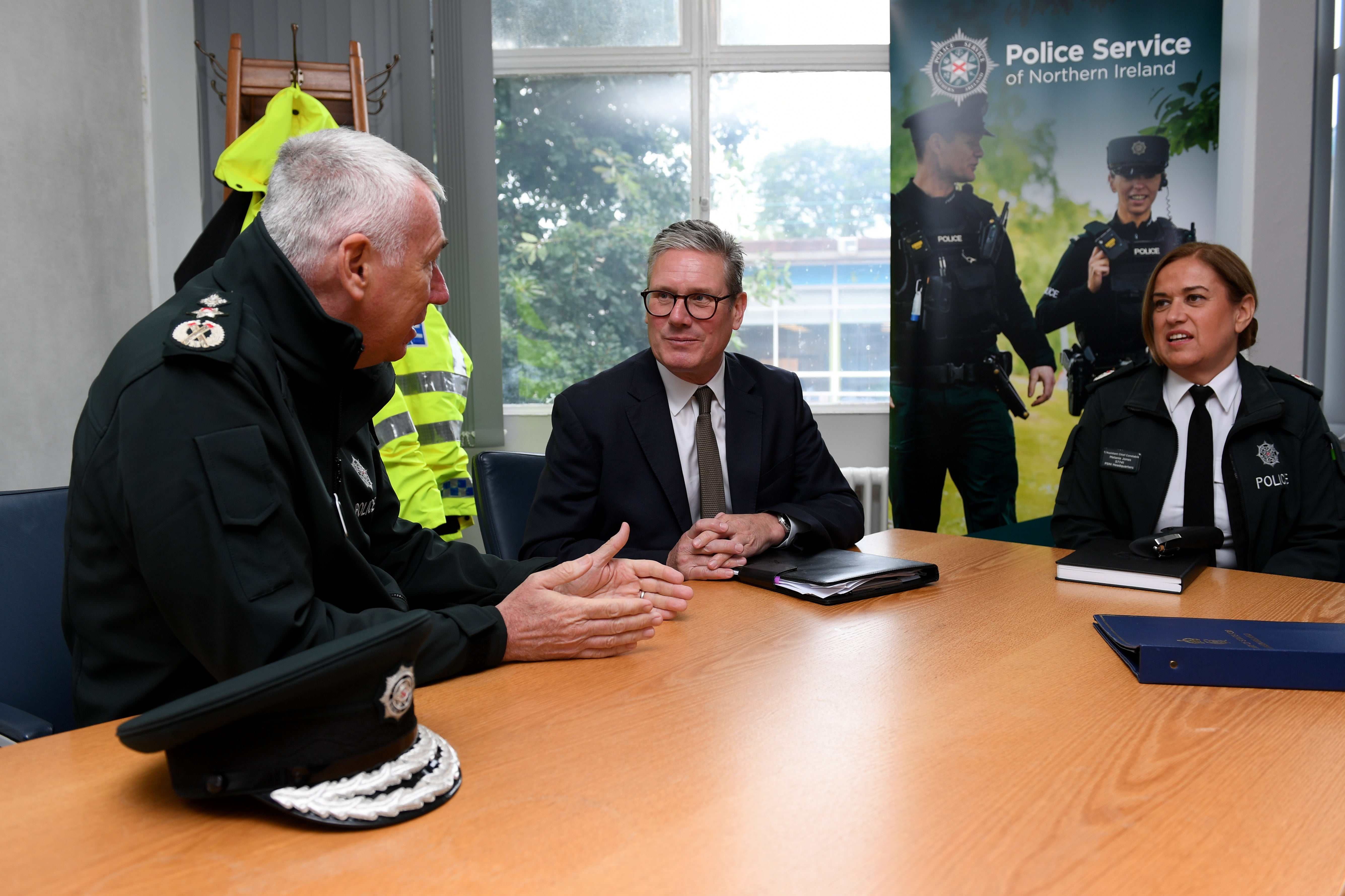 Prime minister Sir Keir Starmer with PSNI Chief Constable Jon Boutcher on Monday