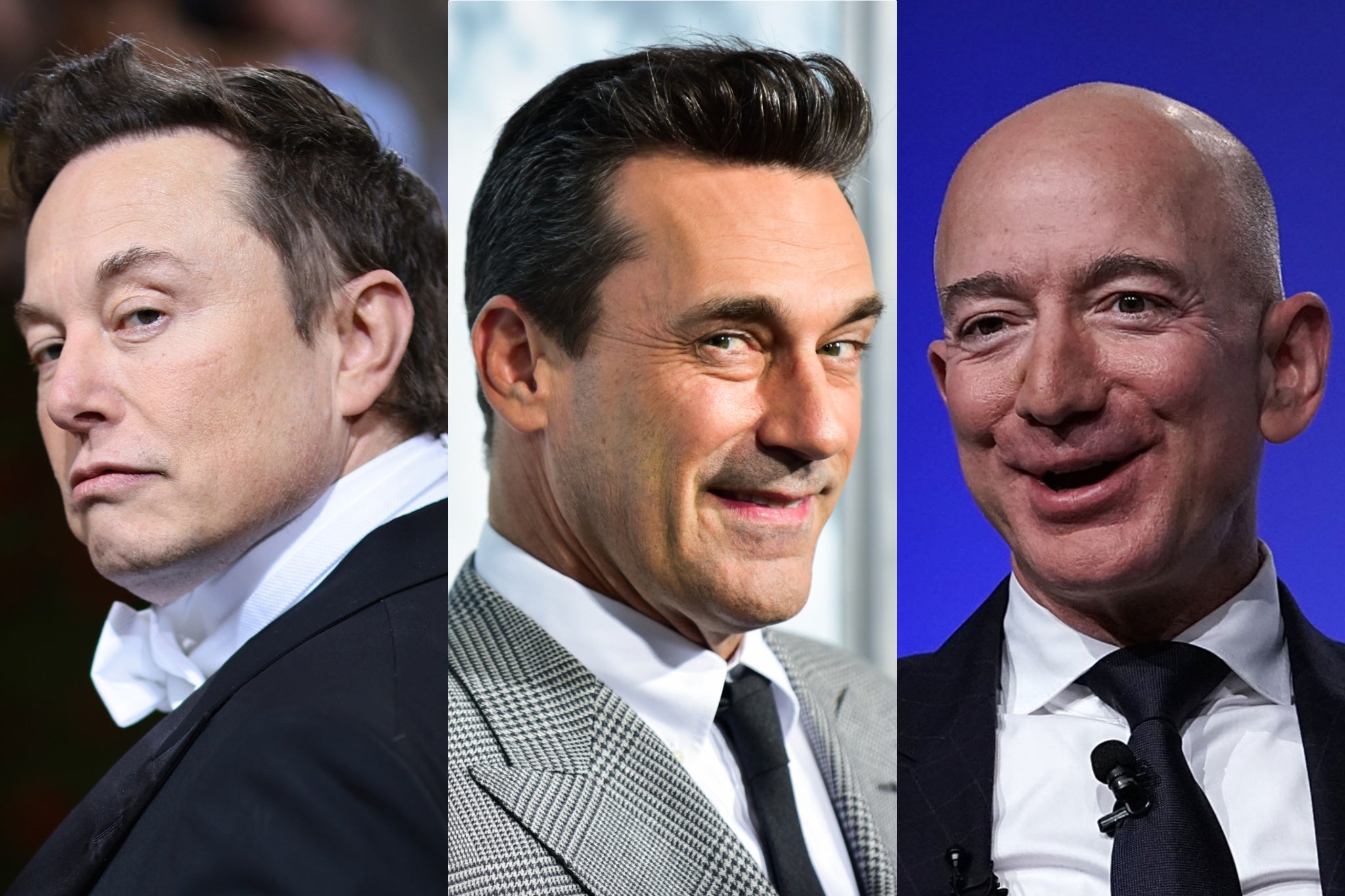 Elon Musk, Jon Hamm and Jeff Bezos