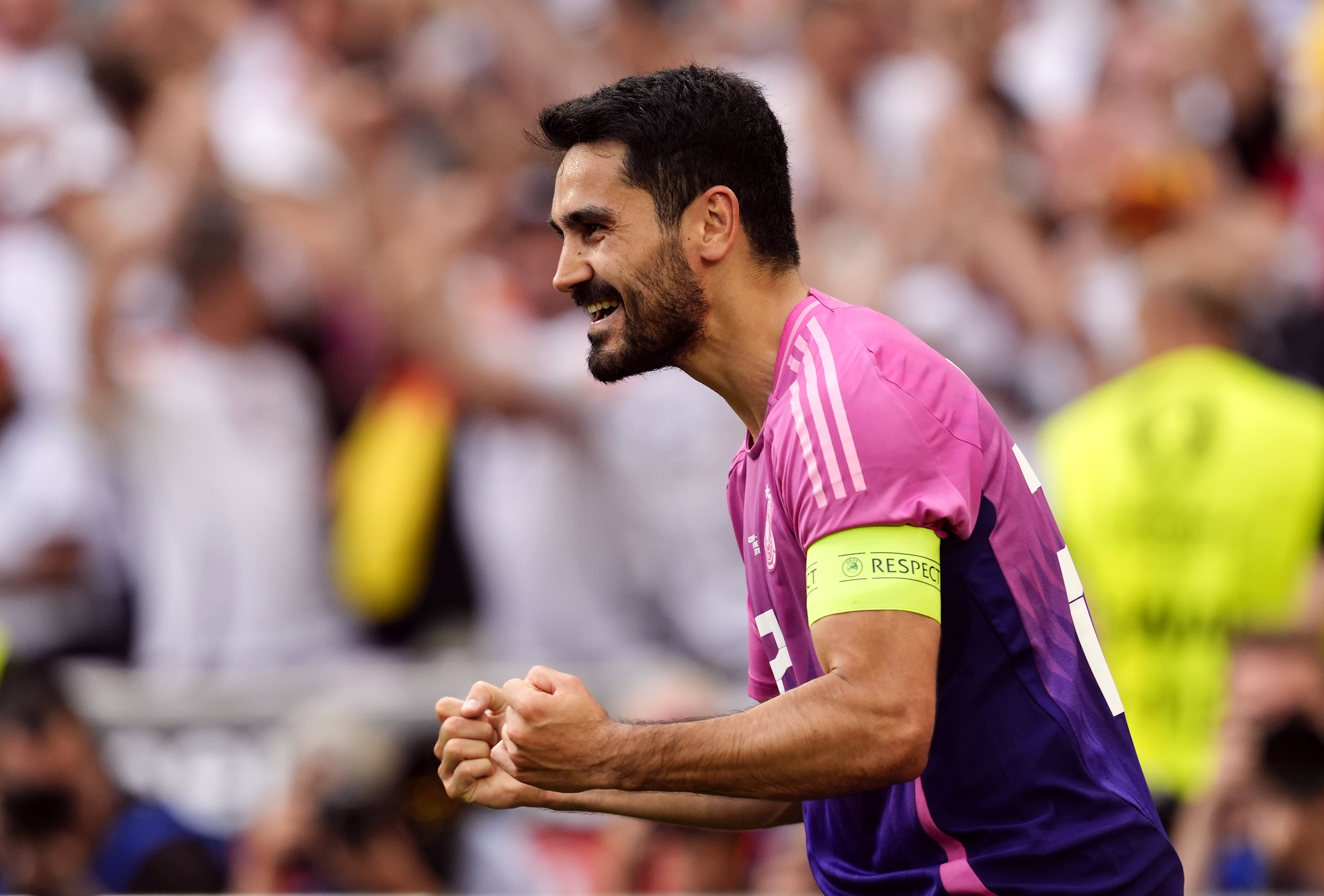 Ilkay Gundogan celebrates scoring for Germany against Hungary at Euro 2024 (Nick Potts/PA)