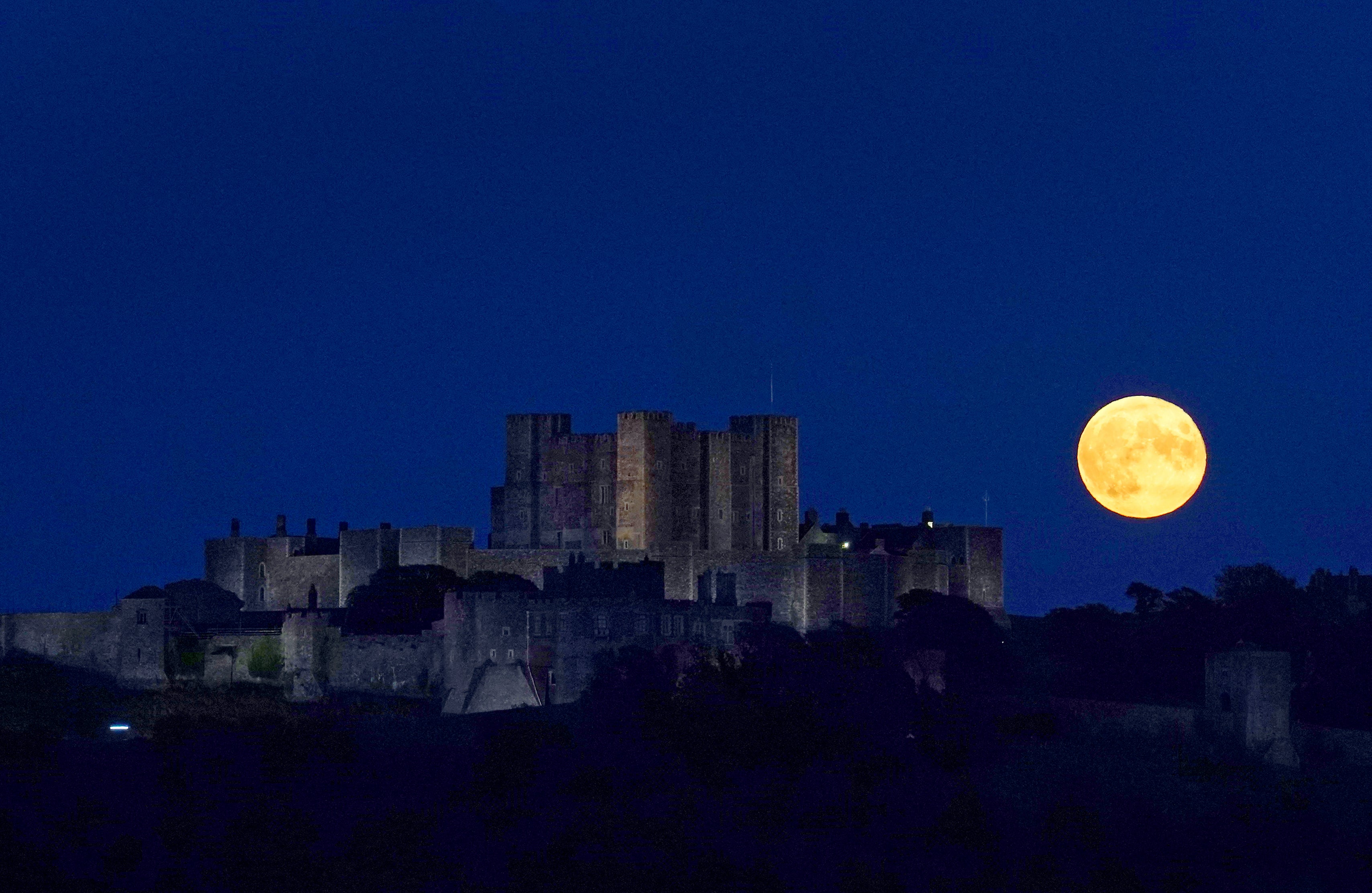 A supermoon above Dover Castle in Kent (Gareth Fuller/PA)