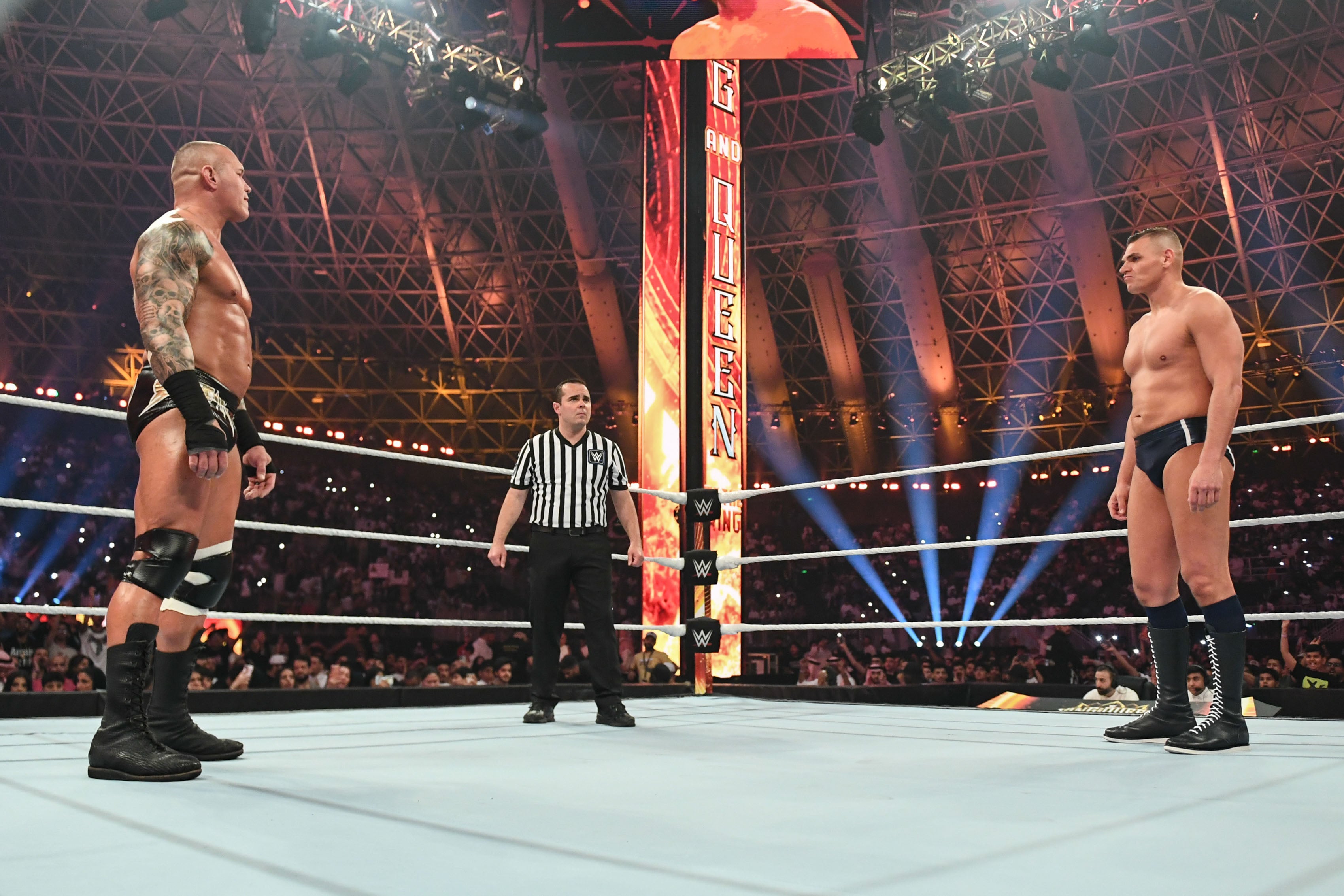 WWE stars Randy Orton and Gunther face off in the ring