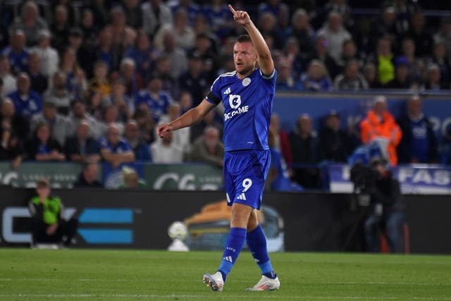 <p>Vardy, 37, scored the equaliser to earn Leicester a point against Spurs</p>