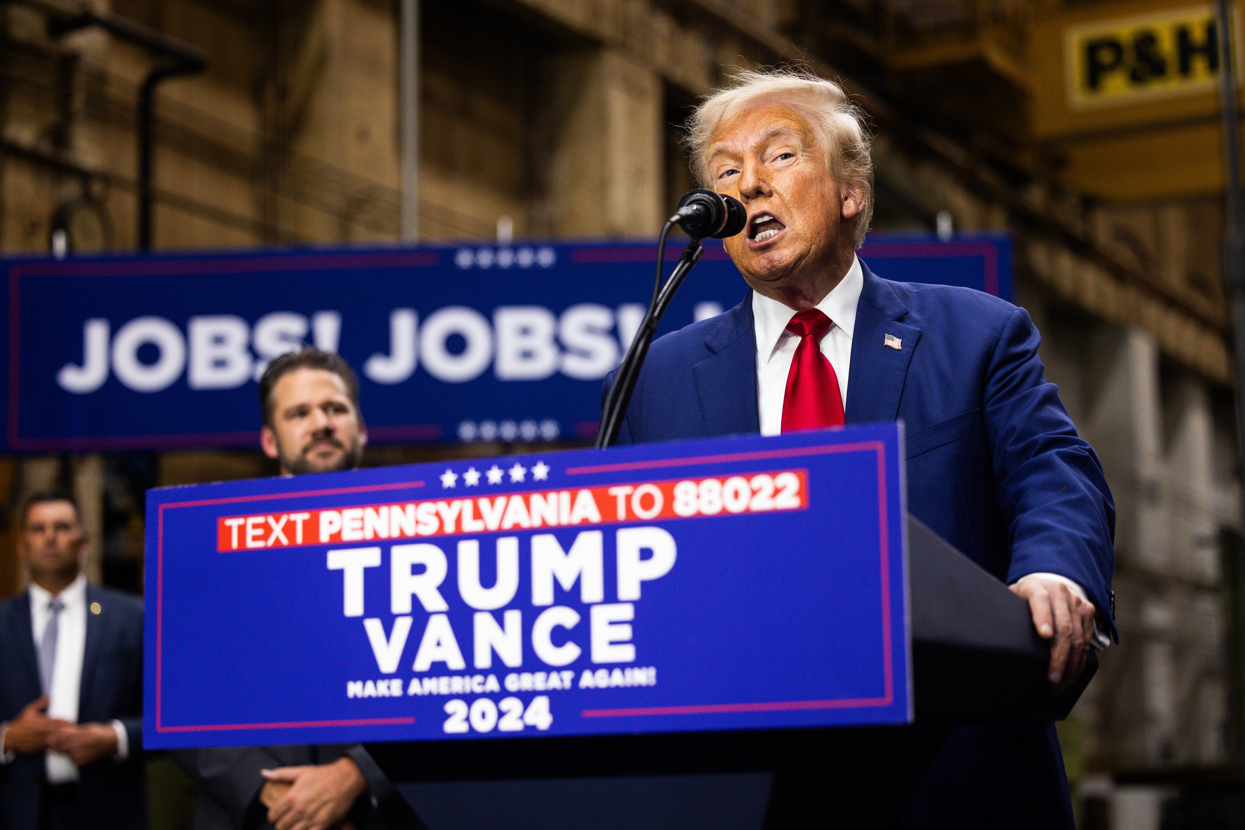 Republican presidential nominee, Donald Trump, at a campaign event on August 19 in York, Pennsylvania. He has campaigned intensively in the battleground state