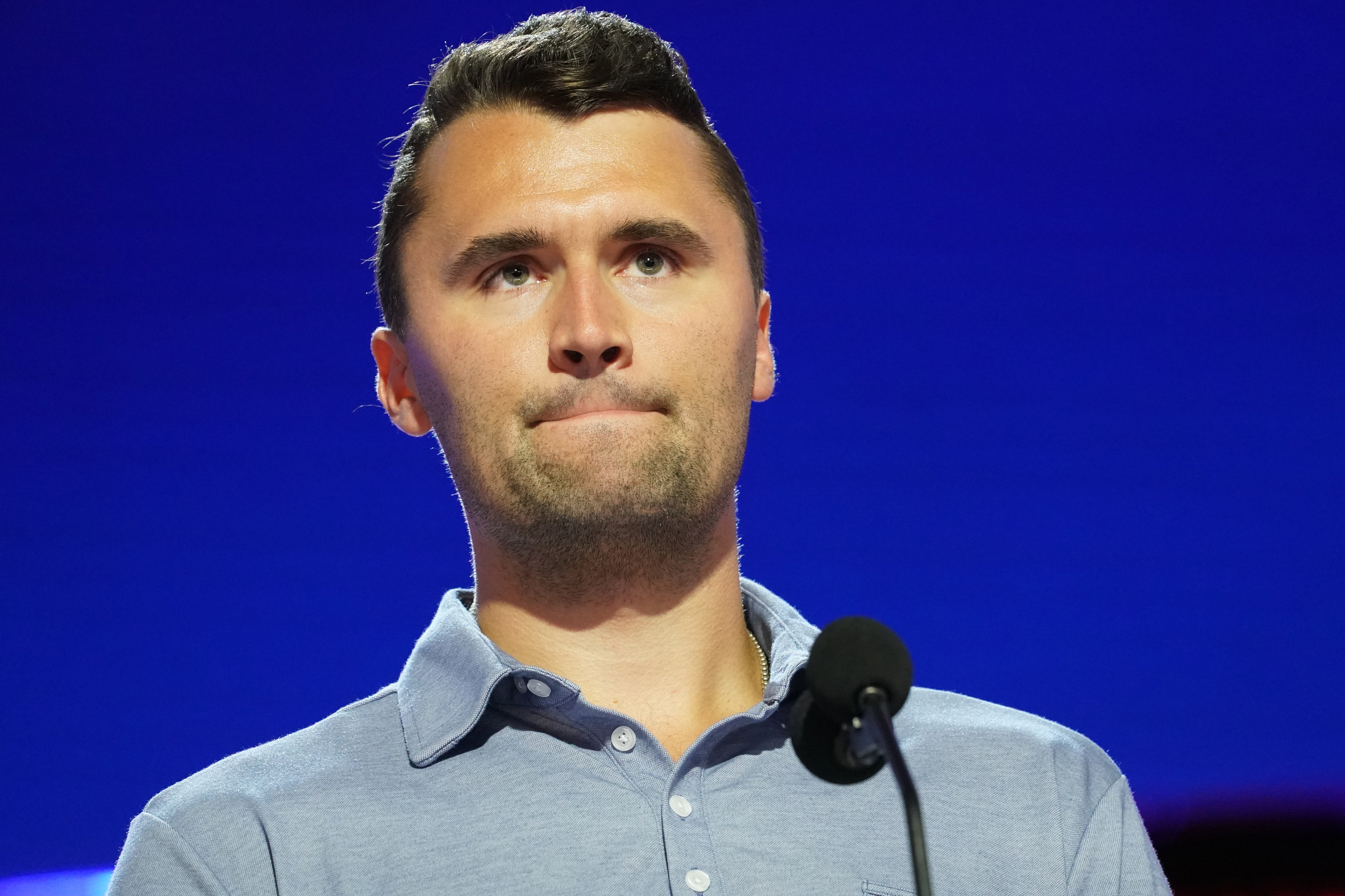 Charlie Kirk (pictured), an avid Trump supporter, got into a verbal altercation with Parker Short at the DNC