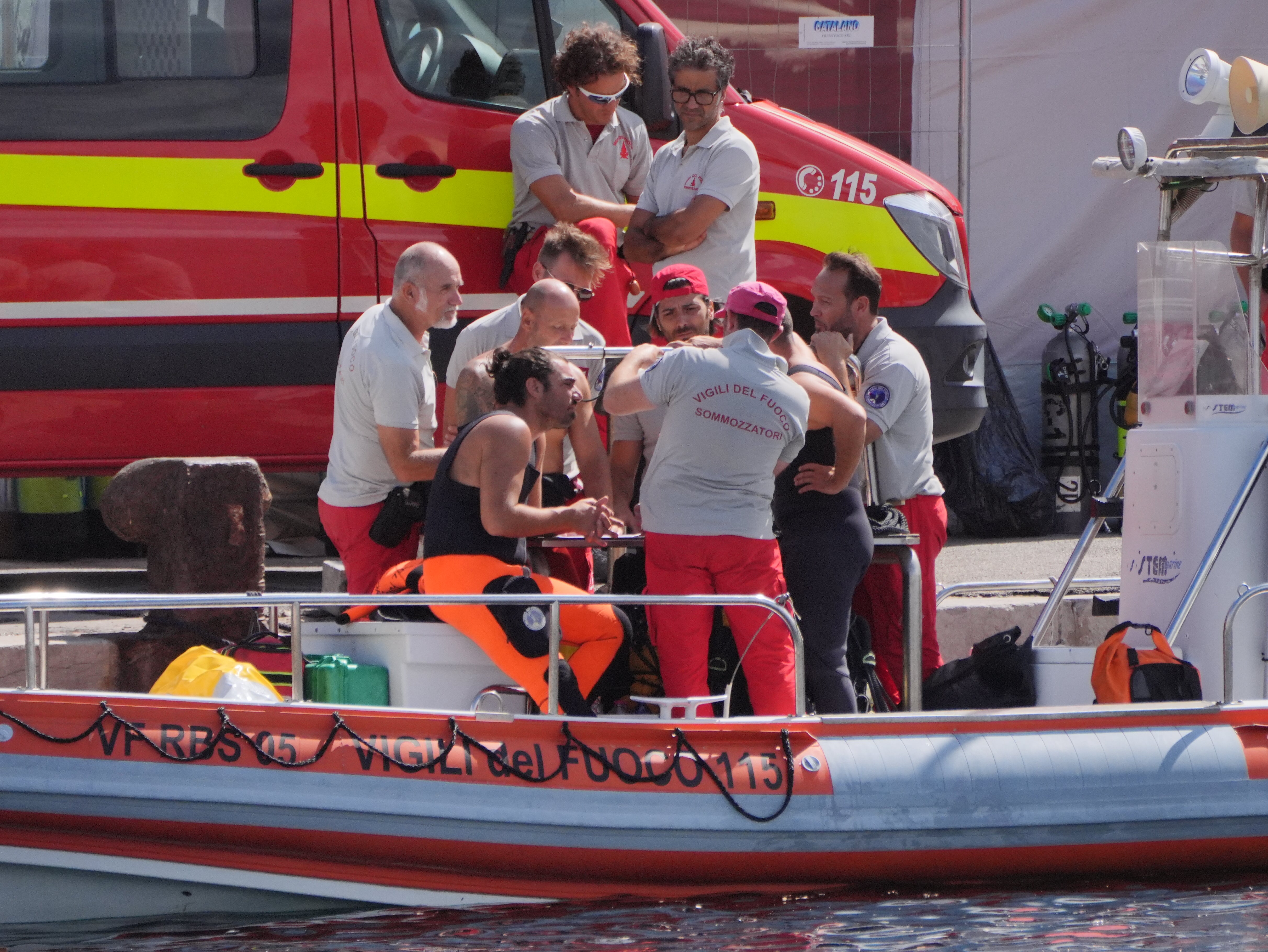 Italian emergency services prepare to head toward the search area off the Sicilian coast