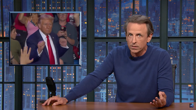 <p>Seth Meyers trolled Trump in his latest late night show saying the former president has gone ‘full thirst trap’ </p>