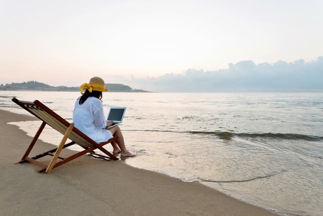 <p>The research suggests that 42 per cent of Brits also work while on holiday </p>