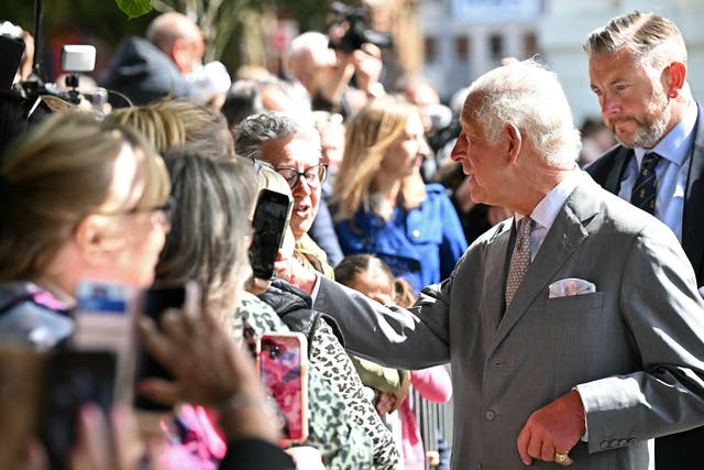 <p>Charles was greeted by well-wishers during his visit (Paul Ellis/PA)</p>