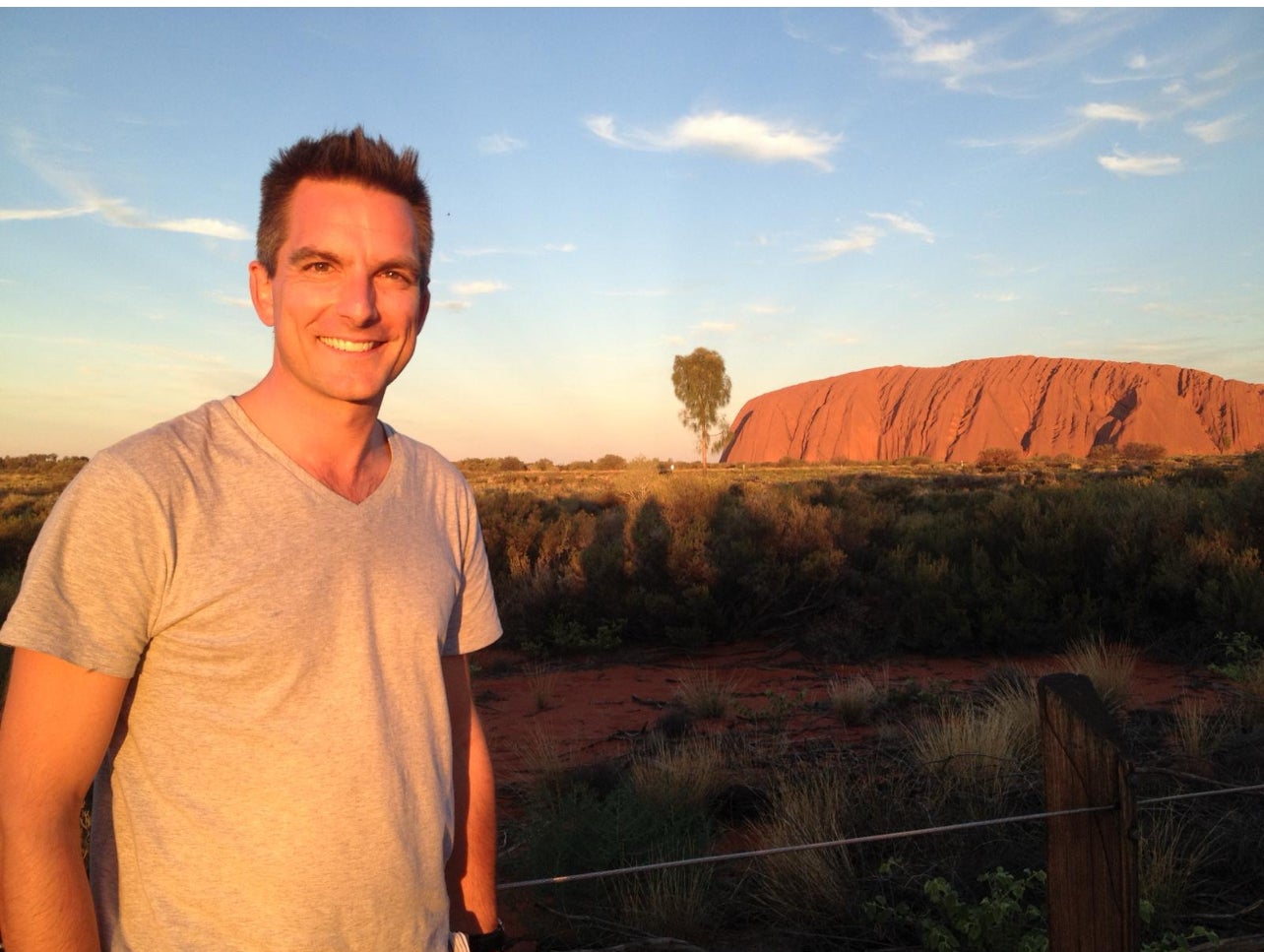 Jonathan Samuels pictured in 2014 while reporting on the royal visit in the Outback