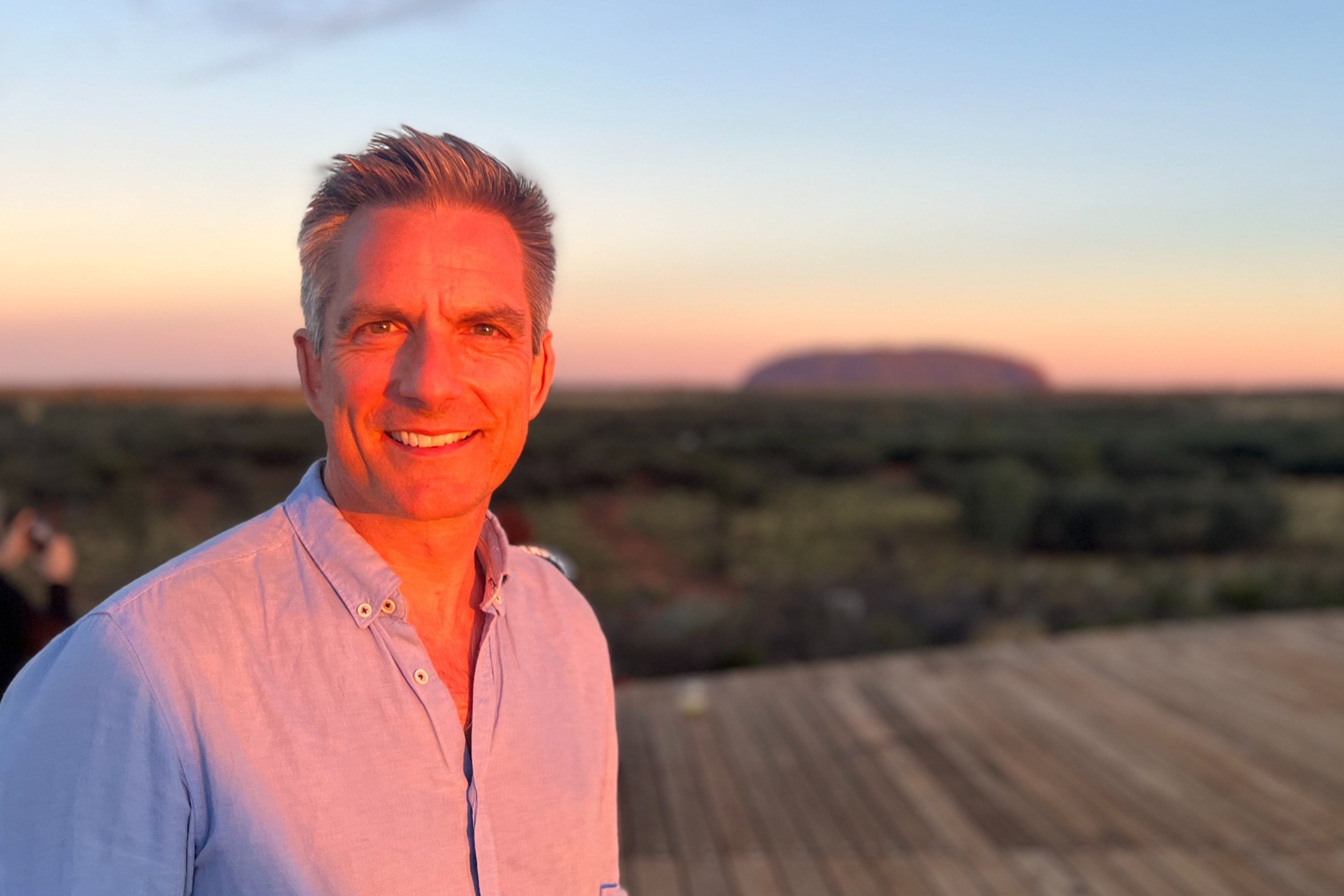 Jonathan Samuels in the mesmerising light of Uluru