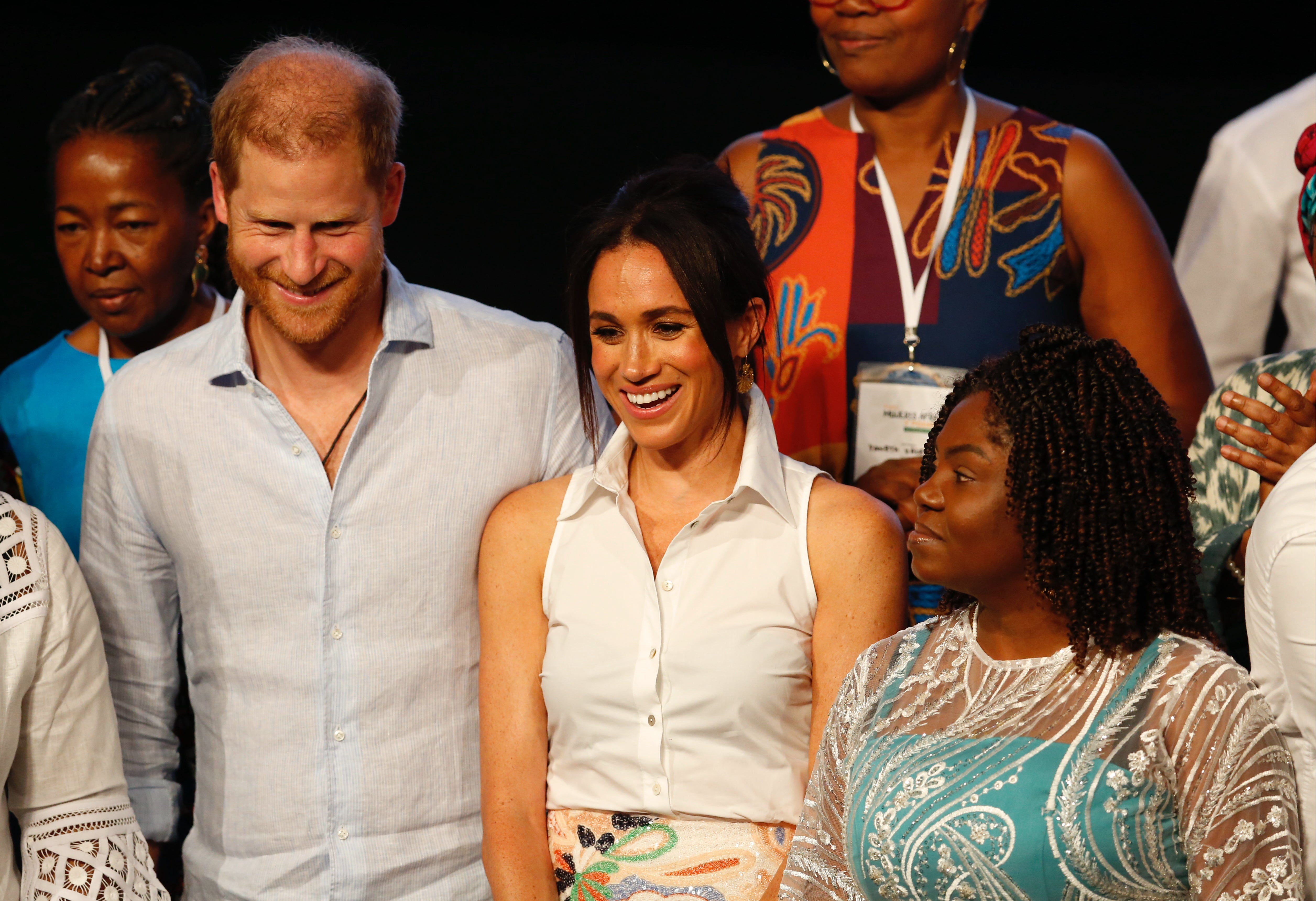 Harry and Meghan with Colombian vice president Francia Marquez