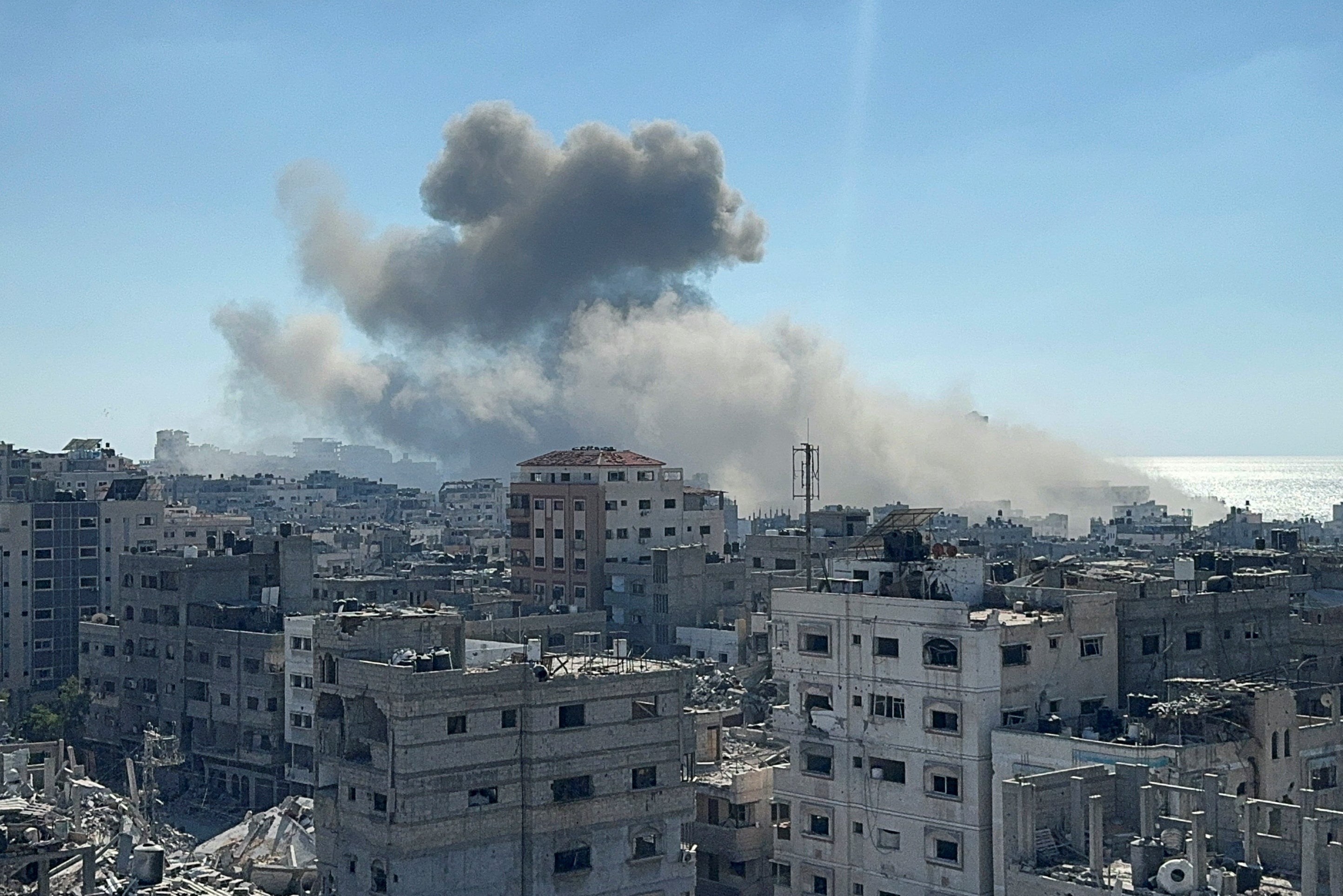 Smoke rises following an Israeli strike on Gaza City