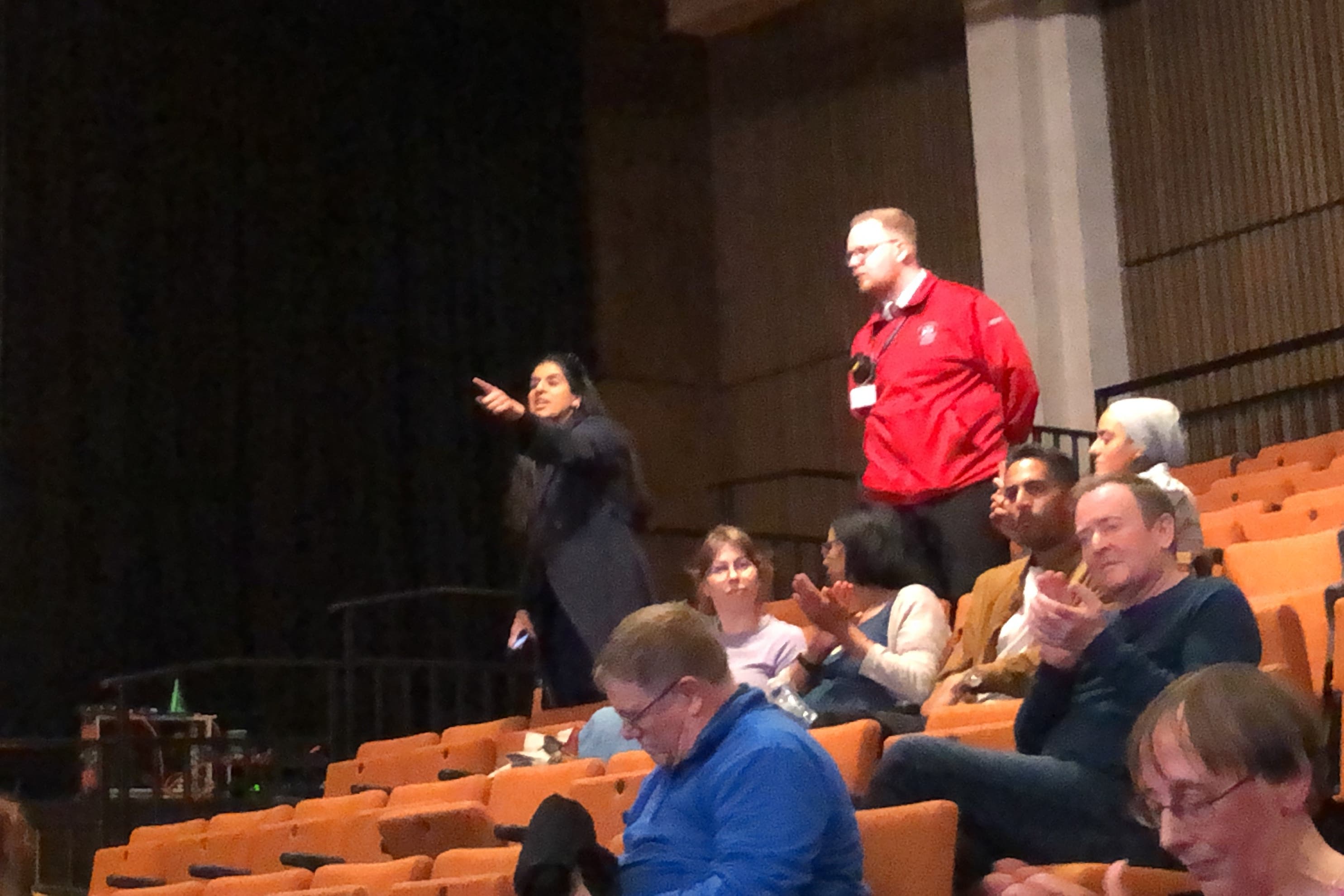 A pro-Palestine activist disrupting a talk event with John Swinney and Mark Drakeford, held at the Edinburgh International Book festival (Neil Pooran/PA)