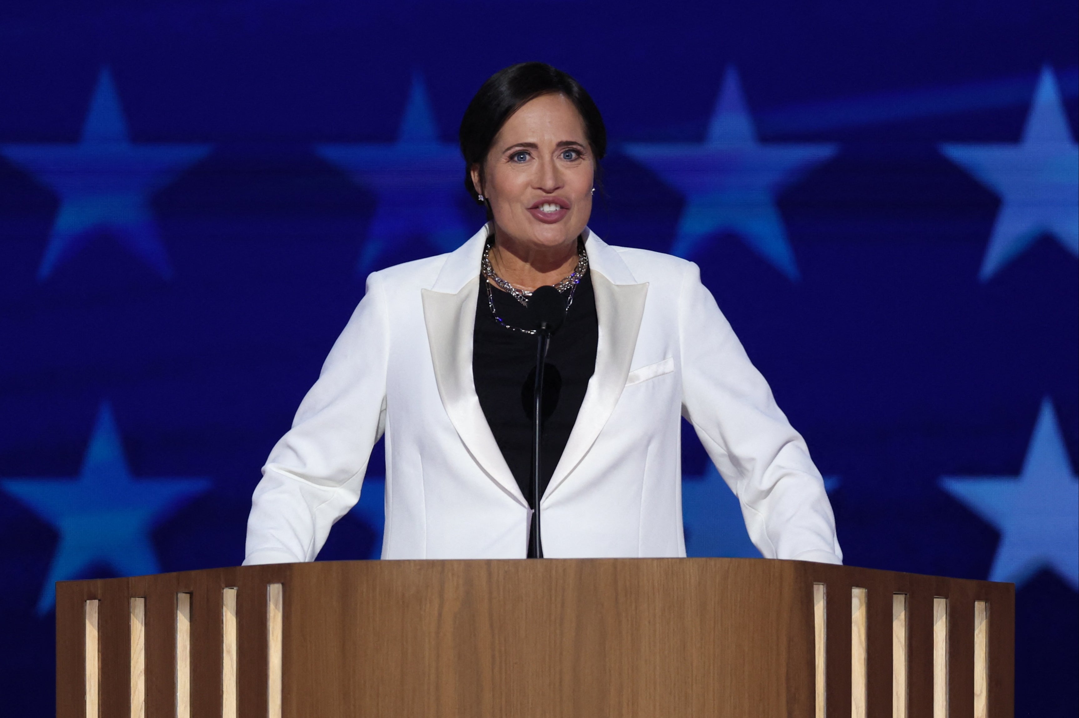 Stephanie Grisham, a former press secretary to Donald Trump, addressed the DNC on Tuesday night