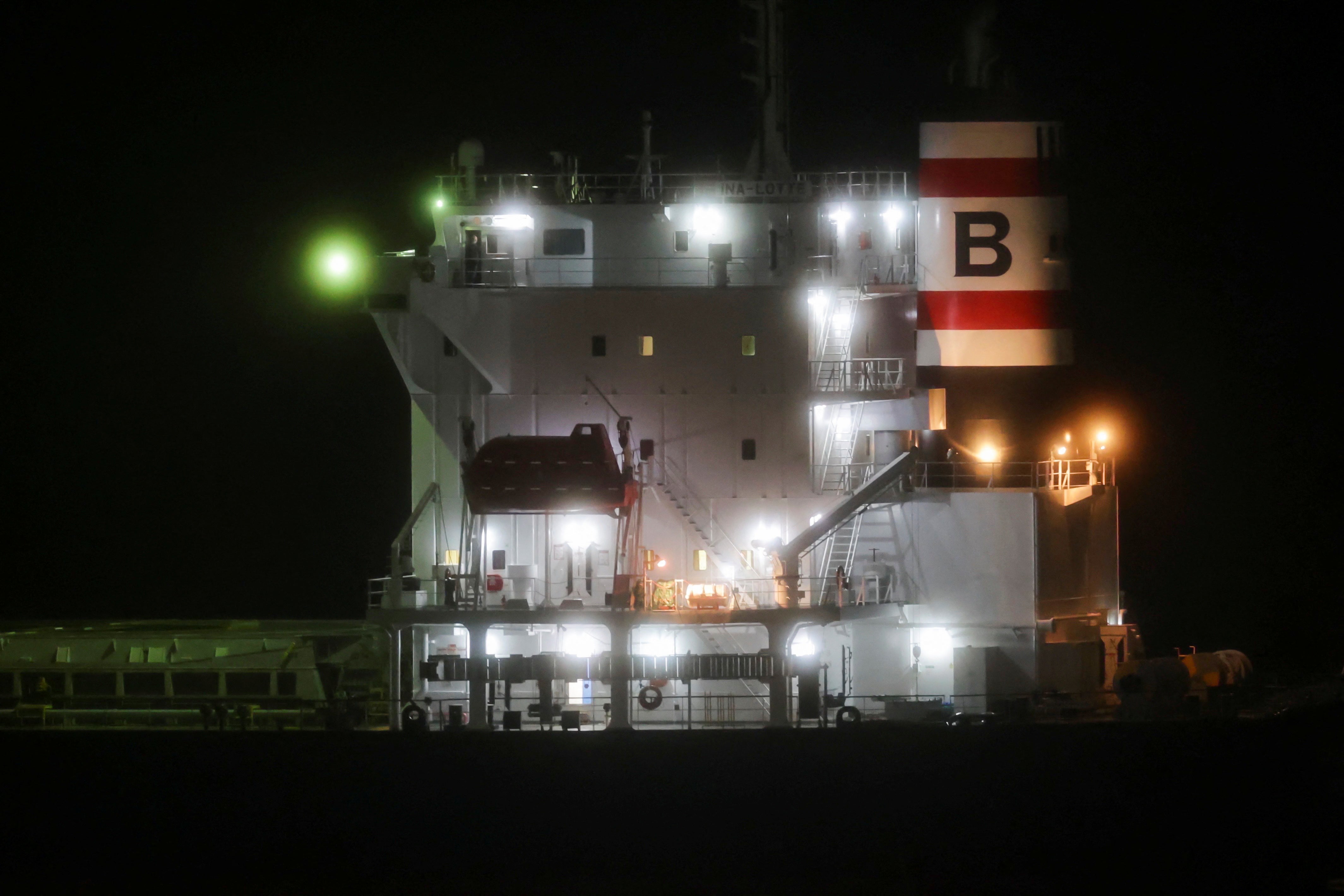 A Liberian-flagged cargo ship is anchored after Argentine authorities quarantined it on the Parana River over a suspected case of mpox onboard, according to the government, in San Lorenzo, Argentina